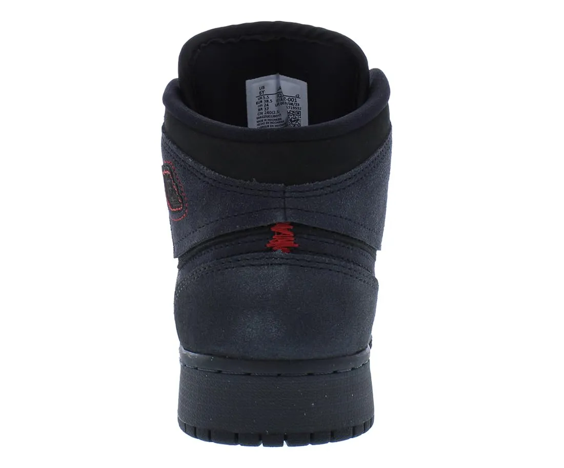 Nike Sneaker Air Jordan 1 Mid SE Craft da bambino, Grigio fumo scuro/nero-nero/nero notte, 6 Big Kid - immagine 3