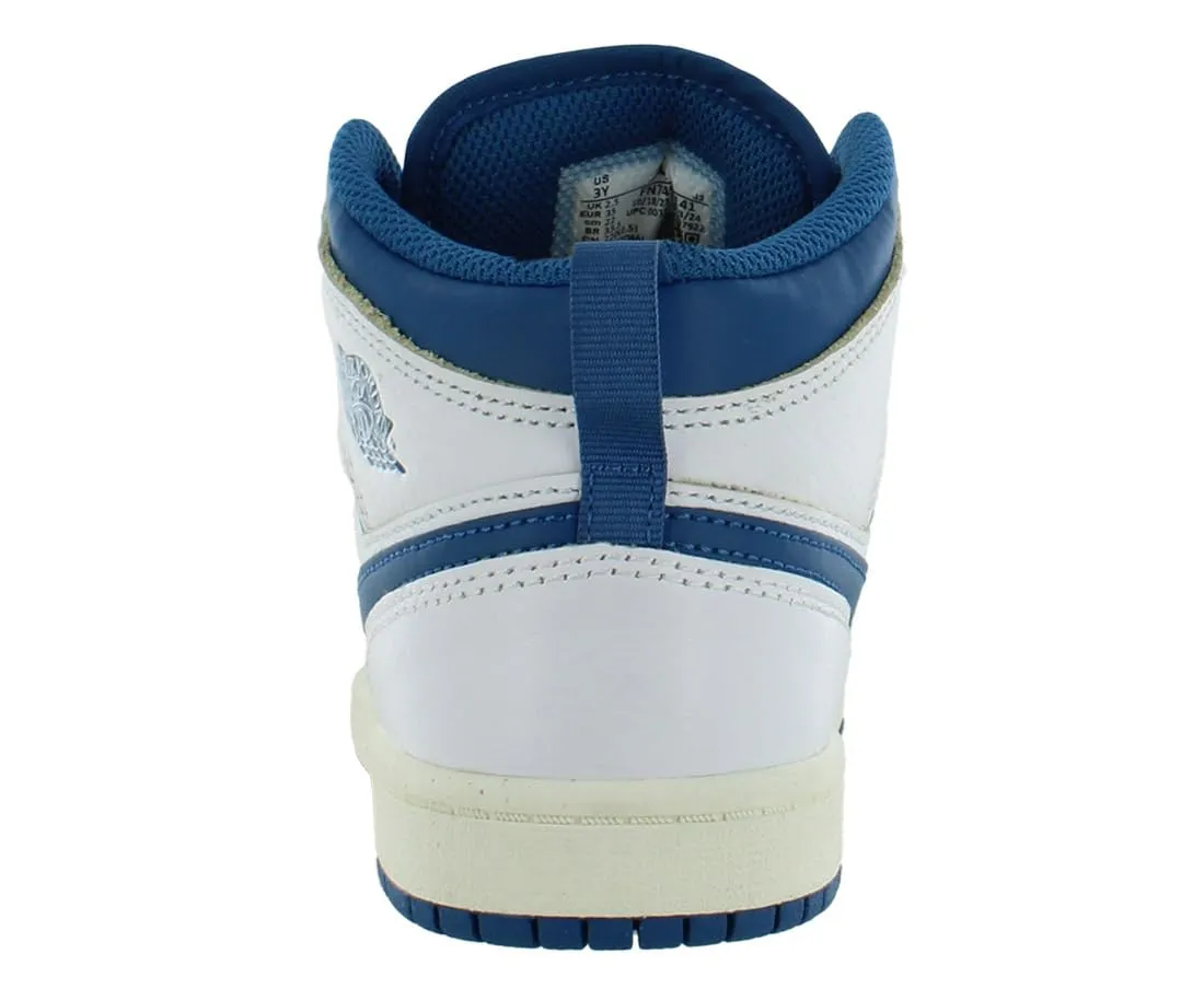 Jordan Little Kid's 1 Mid SE Bianco/Industrial Blue-Sail (FN7493 141), Bianco/Industrial Blue-vela, 1 Little Kid - immagine 3