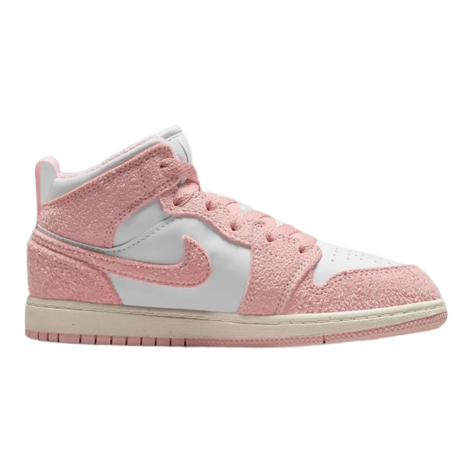 Nike Jordan Bambini Preschool 1 Mid Scarpe Da Pallacanestro, Bianco puro/rosa leggenda/camoscio rosa, 1 Little Kid - immagine 2