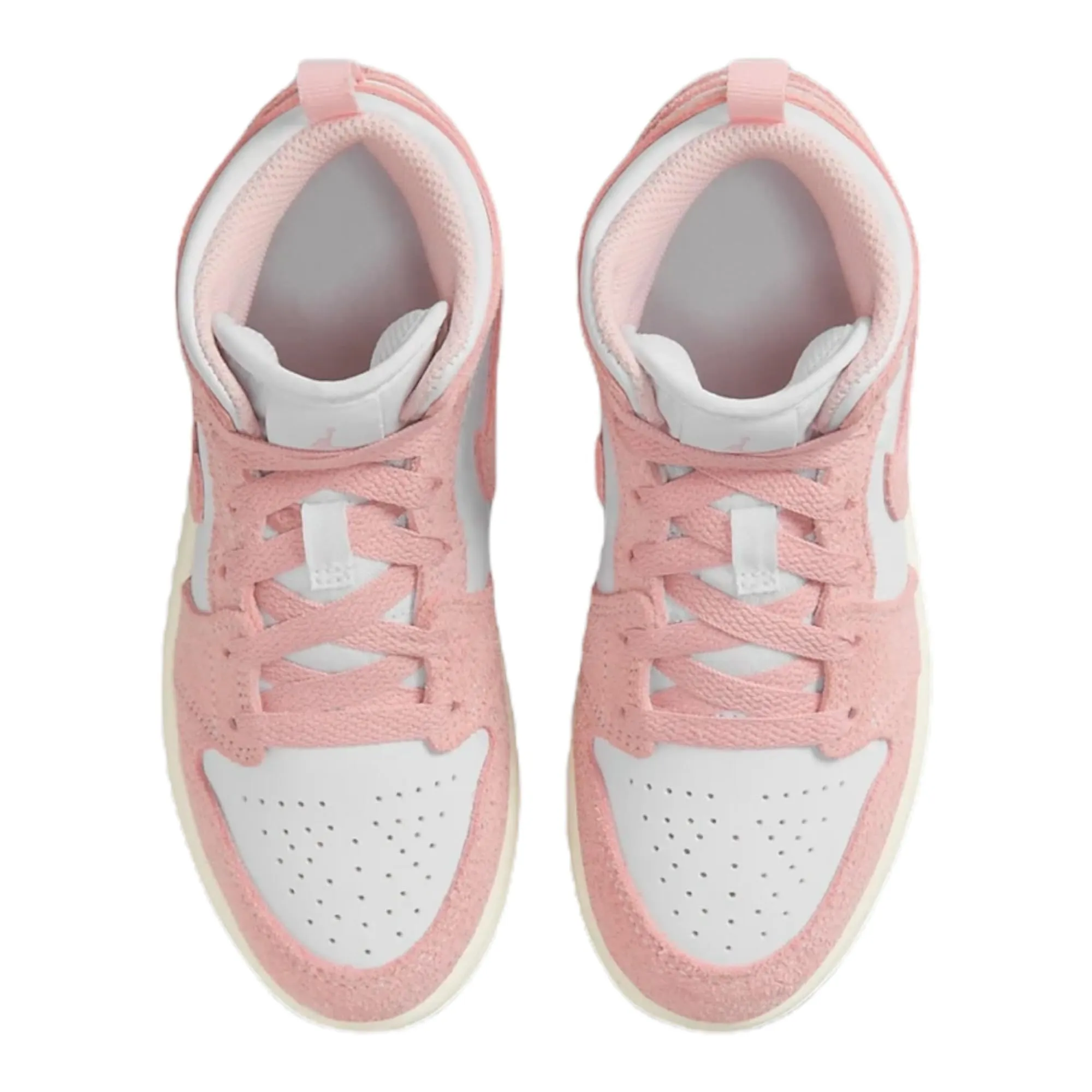 Nike Jordan Bambini Preschool 1 Mid Scarpe Da Pallacanestro, Bianco puro/rosa leggenda/camoscio rosa, 1 Little Kid - immagine 4
