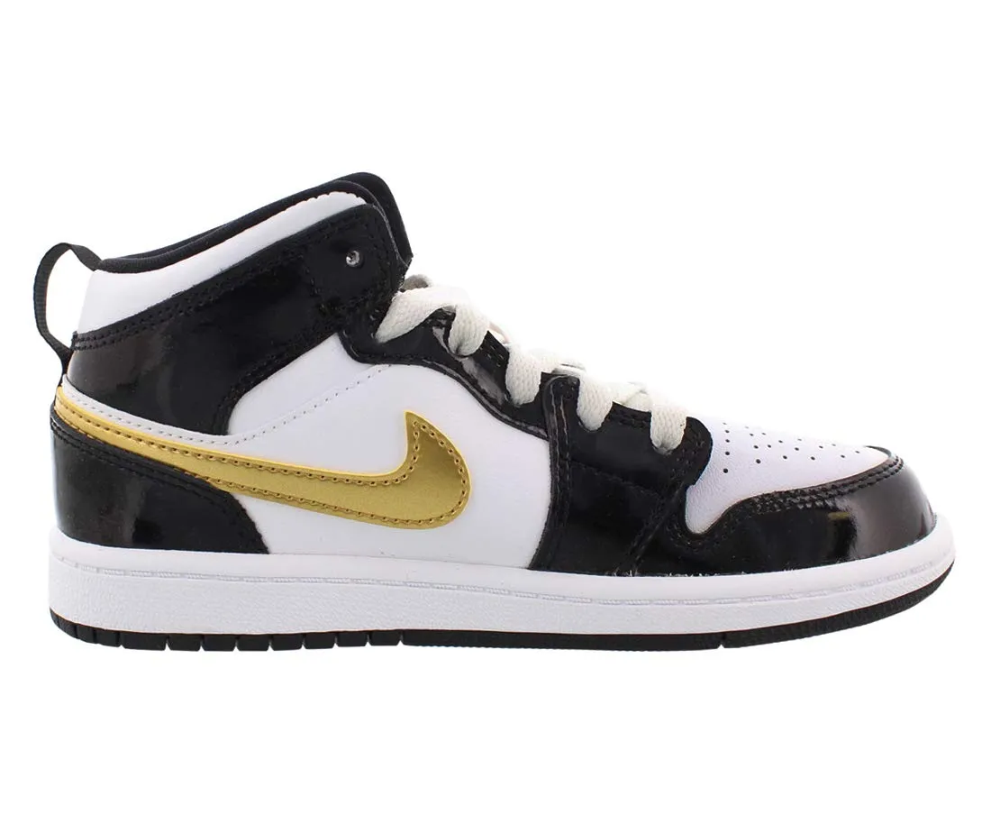 Jordan 1 Mid - Scarpe da bambino/bambino, nero/oro metallizzato, misura 38 - immagine 2