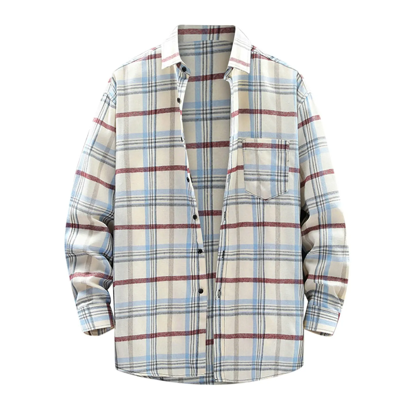 Mymyguoe - Camicia da uomo a quadri, camicia da uomo per boscaioli, camicia da uomo a maniche lunghe, camicia da uomo a quadri, camicia da uomo con revers, camicia da uomo button down, camicia da uomo - immagine 4