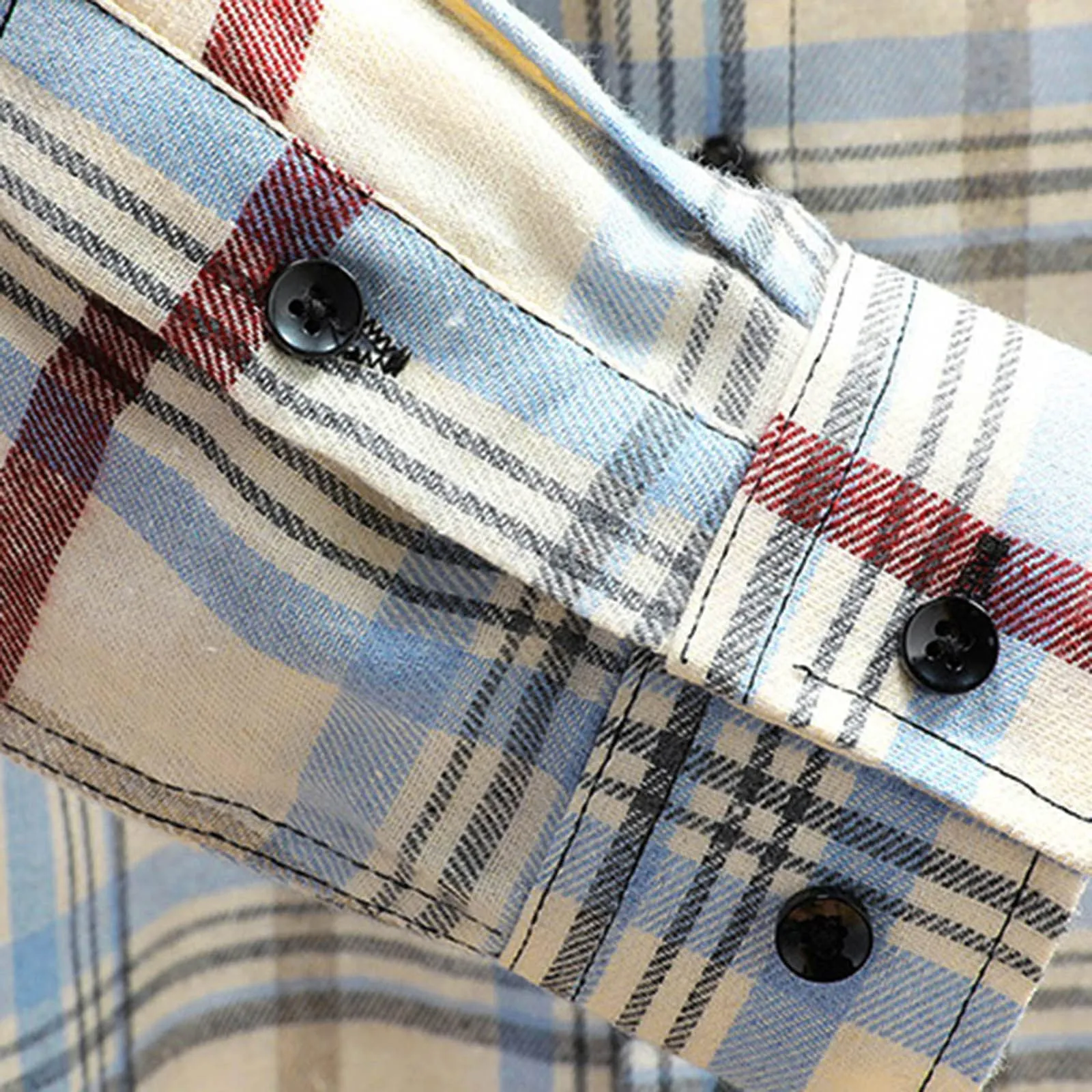 Mymyguoe - Camicia da lavoro da uomo a quadri, camicia da uomo per boscaiolo, camicia da tempo libero, a maniche lunghe, camicia a quadri, camicia con revers, camicia button down, camicia da uomo - immagine 7