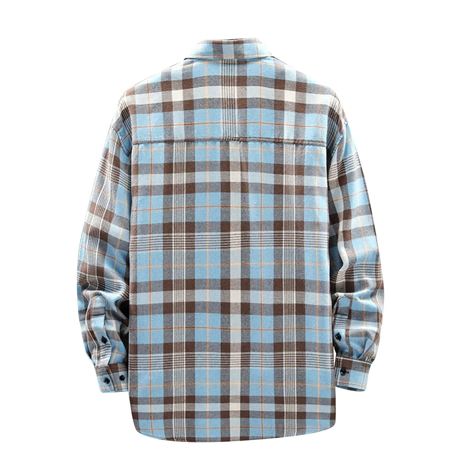 Mymyguoe - Camicia da lavoro da uomo a quadri, camicia da uomo da boscaiolo, camicia da tempo libero, longsleeve, camicia a maniche lunghe, camicia a quadri, camicia con revers, camicia button down - immagine 5
