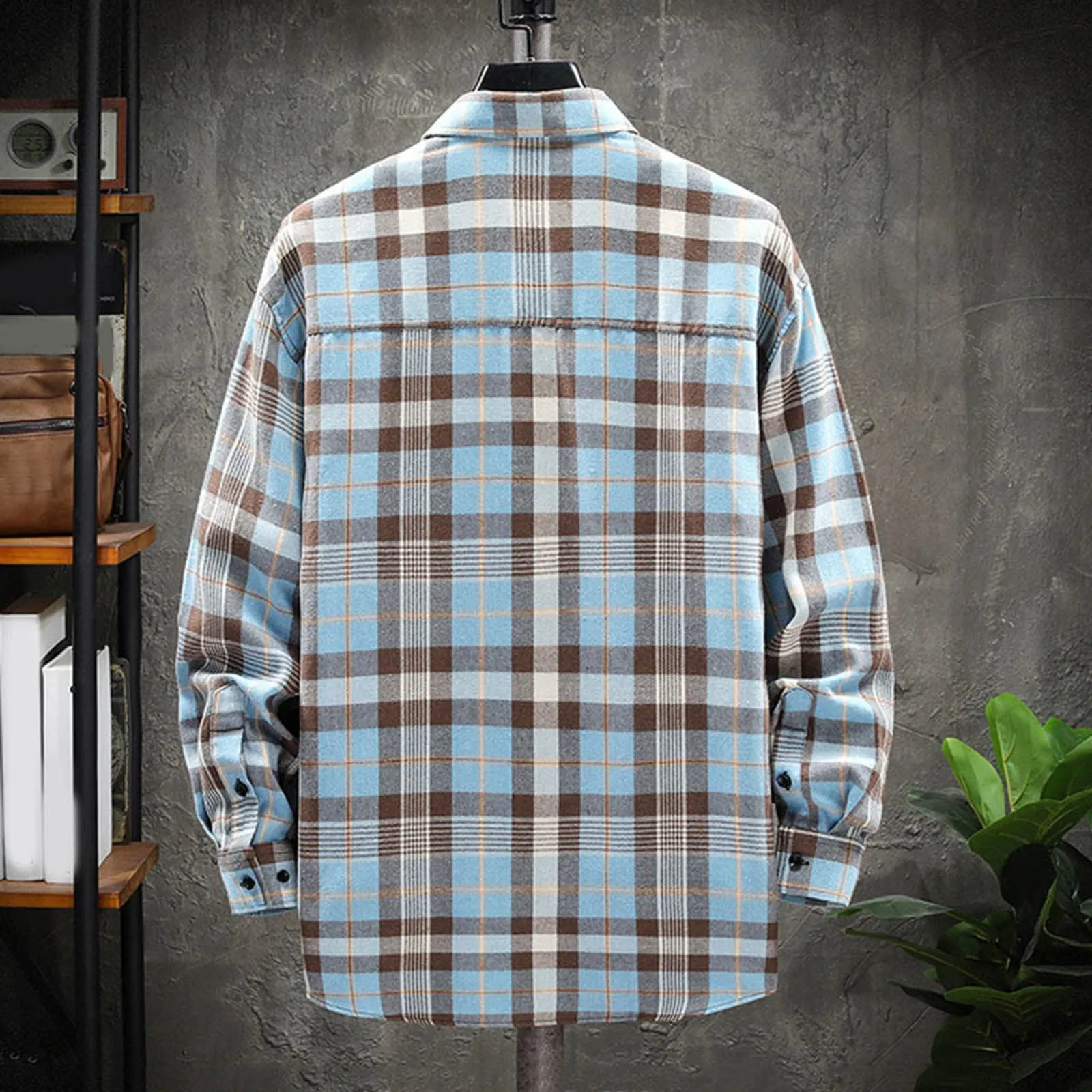 Mymyguoe - Camicia da uomo a quadri, camicia da uomo per boscaioli, camicia da uomo a maniche lunghe, camicia da uomo a quadri, camicia da uomo con revers, camicia da uomo button down, camicia da uomo - immagine 4