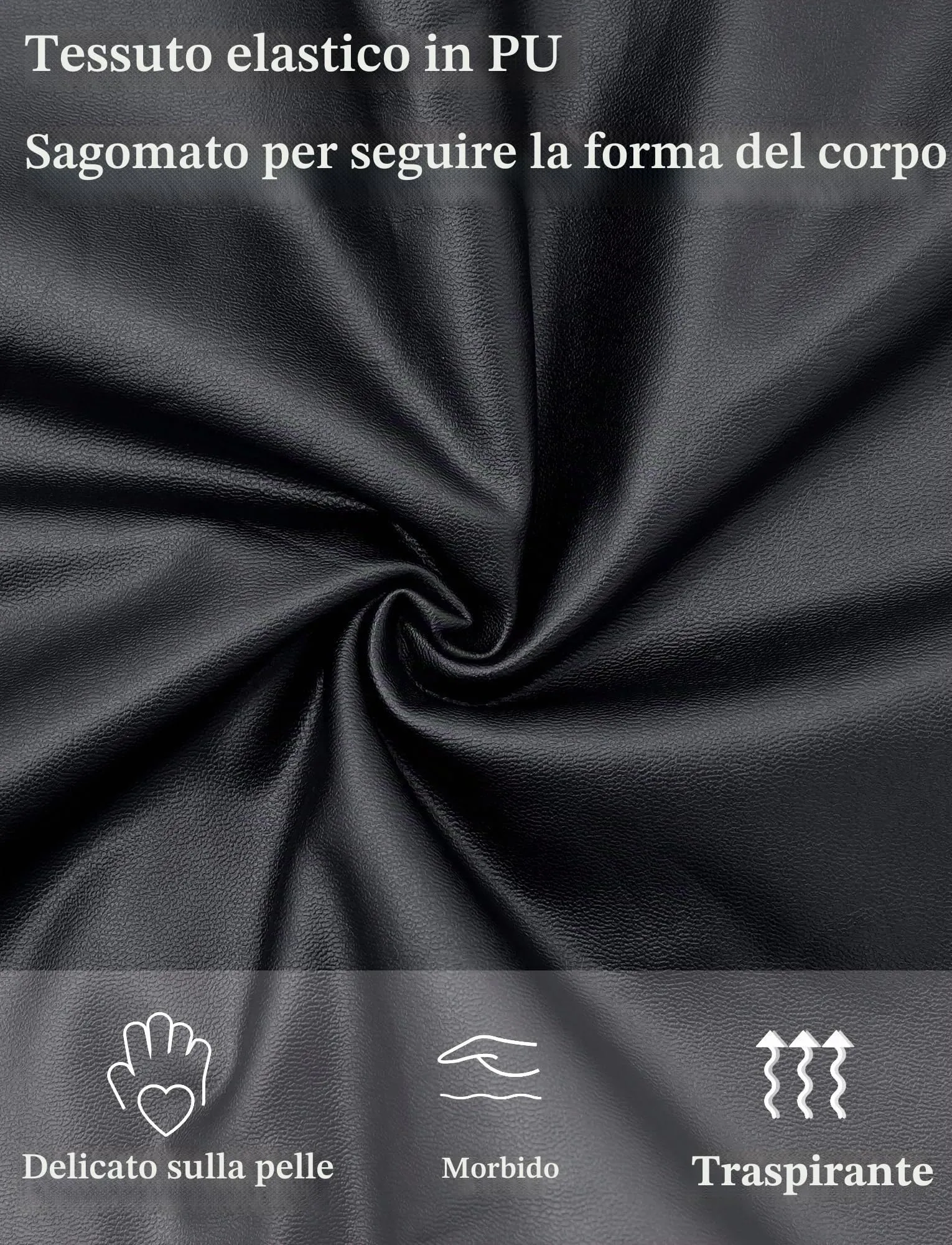Ausing Leggings di Pelle da Uomo Pantaloni in Ecopelle Slim Fit Leggings Sportivi Vita Alta Wetlook Pantaloni Aderenti per Discoteca Clubwear Nero M - immagine 5