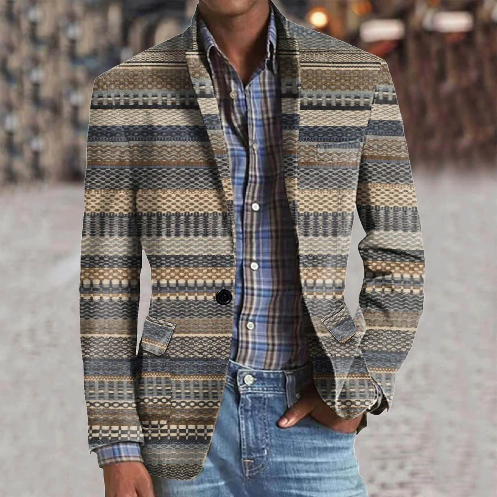 Blazer Uomo, Elegante Abito a Un Bottone Giacca Formale Casual con Risvolto a Tacca E Spacco Posteriore Giacca Formale Uomo Jacket da Abito d'Affari Business Giacche Smart Blazer - immagine 3