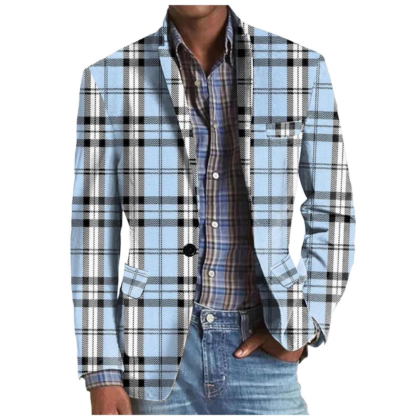 Blazer Estivo Uomo, Casual Giacca con Stampa Floreale a Un Bottone per La Cena Blazer da Abito Formale da Lavoro Giacca Elegante Uomo Cappotti E Giacche per Abito Jacket Cappotto Uomo - immagine 1
