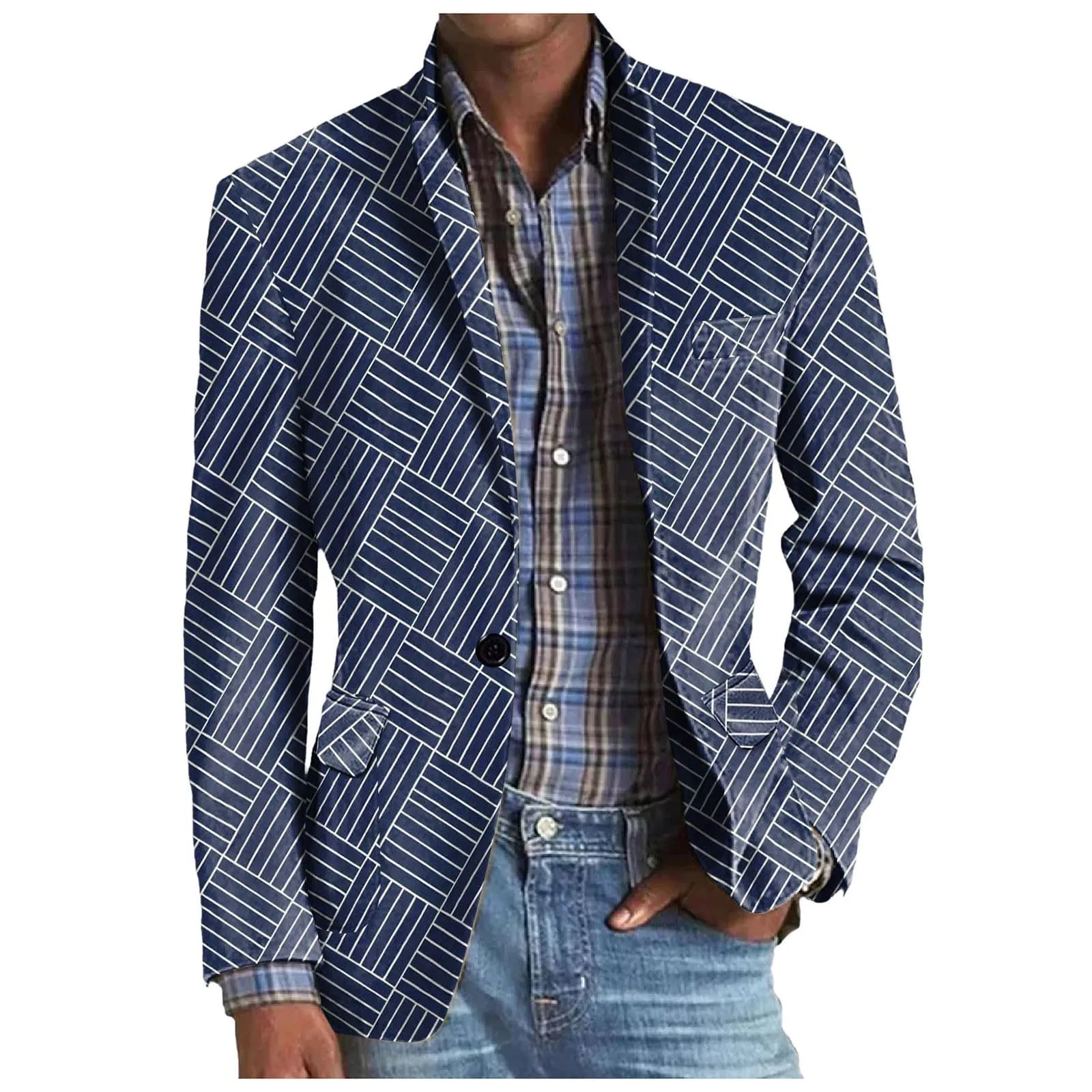 Giacca Uomo Blazer, con Un Bottone Slim Fit Giacca da Abito Smoking Formale da Lavoro con Tasche Blazer Giacca Collo Coreana Uomo Giacche da Lavoro Giacche da Completo Giacche da Completo - immagine 1