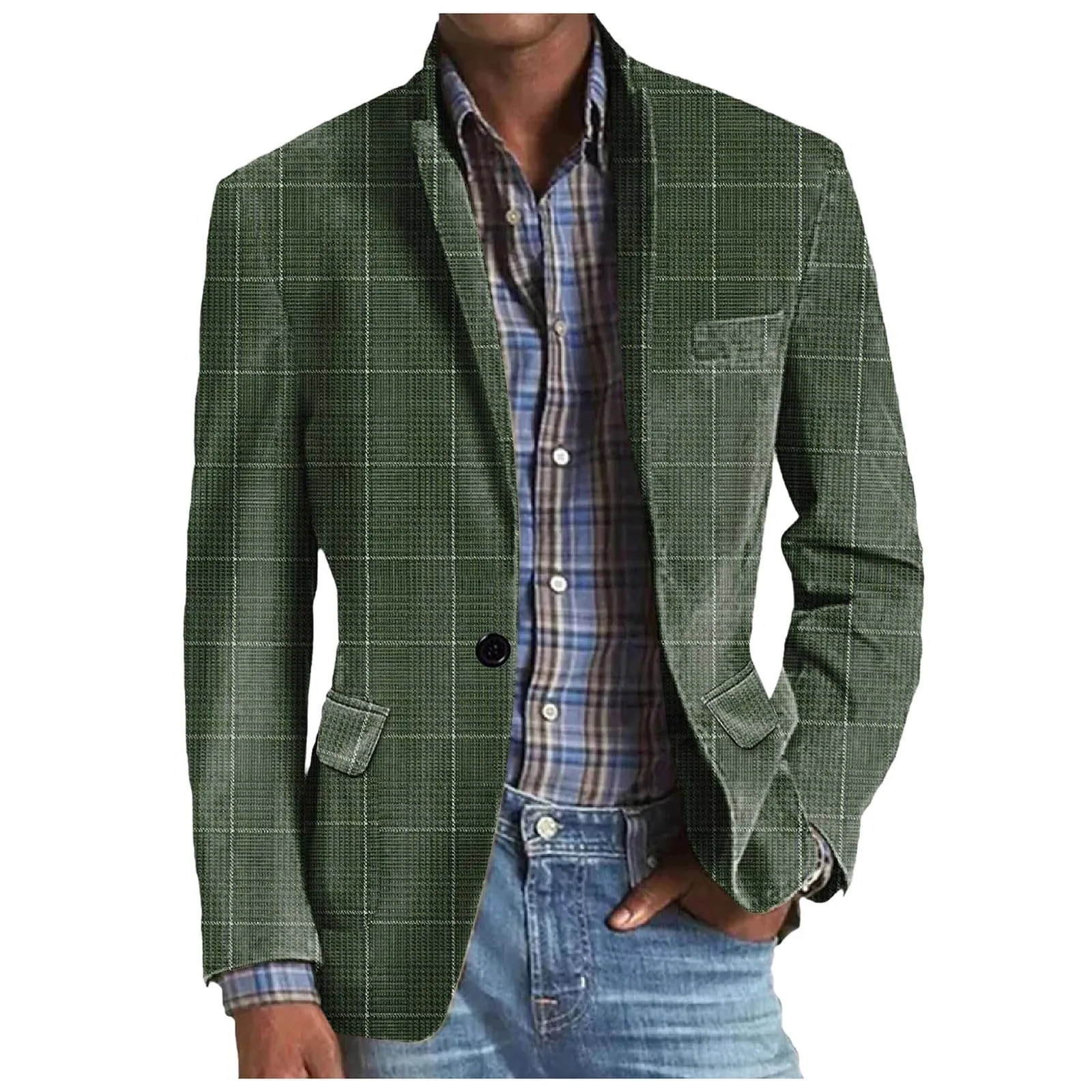 Blazer Giacca Uomo Slim Fit, Casual Lino Tempo Libero Leggera Giacche da Abito Primavera Estate Revers a Righe con Un Bottone Giacca Collo Coreana Uomo Giacche da Abito Casual Capispalla Leggero - immagine 1