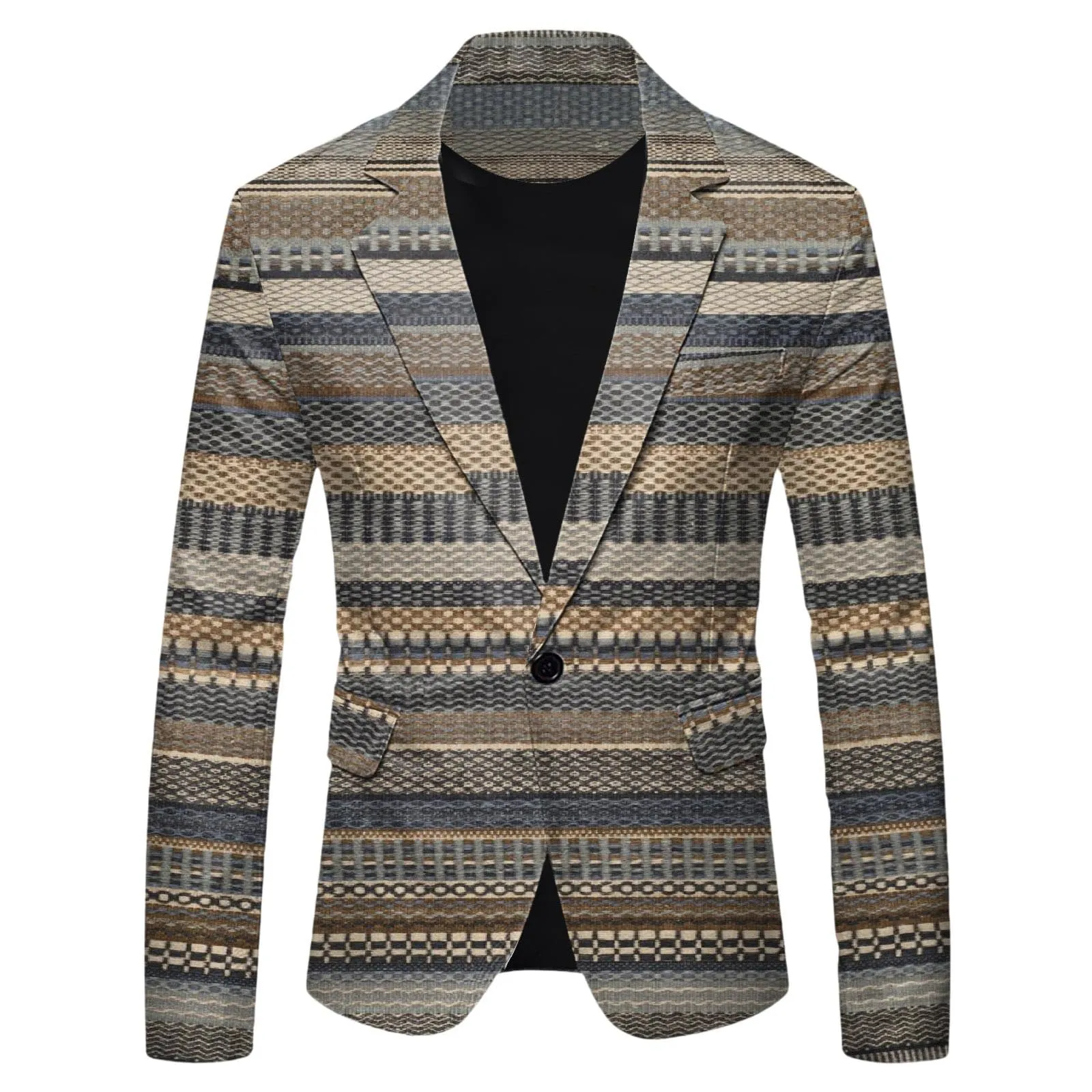 Blazer Uomo Cotone, Casual Giacca con Stampa Floreale a Un Bottone per La Cena Blazer da Abito Formale da Lavoro Giacca Primaverile Uomo Elegante Blazer Business Sakko Abito Elegante - immagine 2