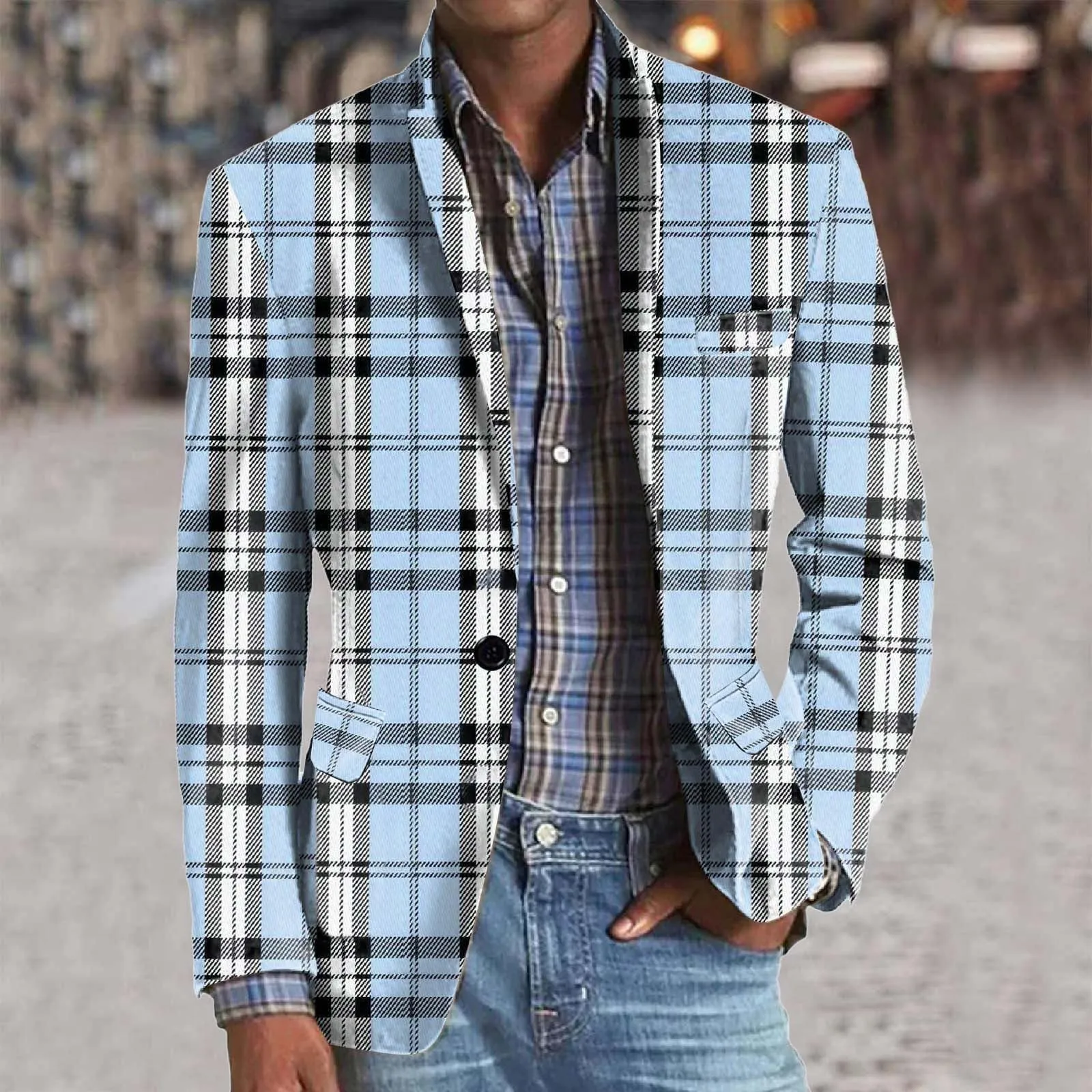 Blazer da Uomo Primavera, Giacca Blazer Uomo Casual Cotone Slim Estiva Sportivo Taglie Forti Leggero Giacchetto Primaverile Blazer Bussiness per Matrimonio Lavoro Matrimonio Festa Giacc - immagine 3