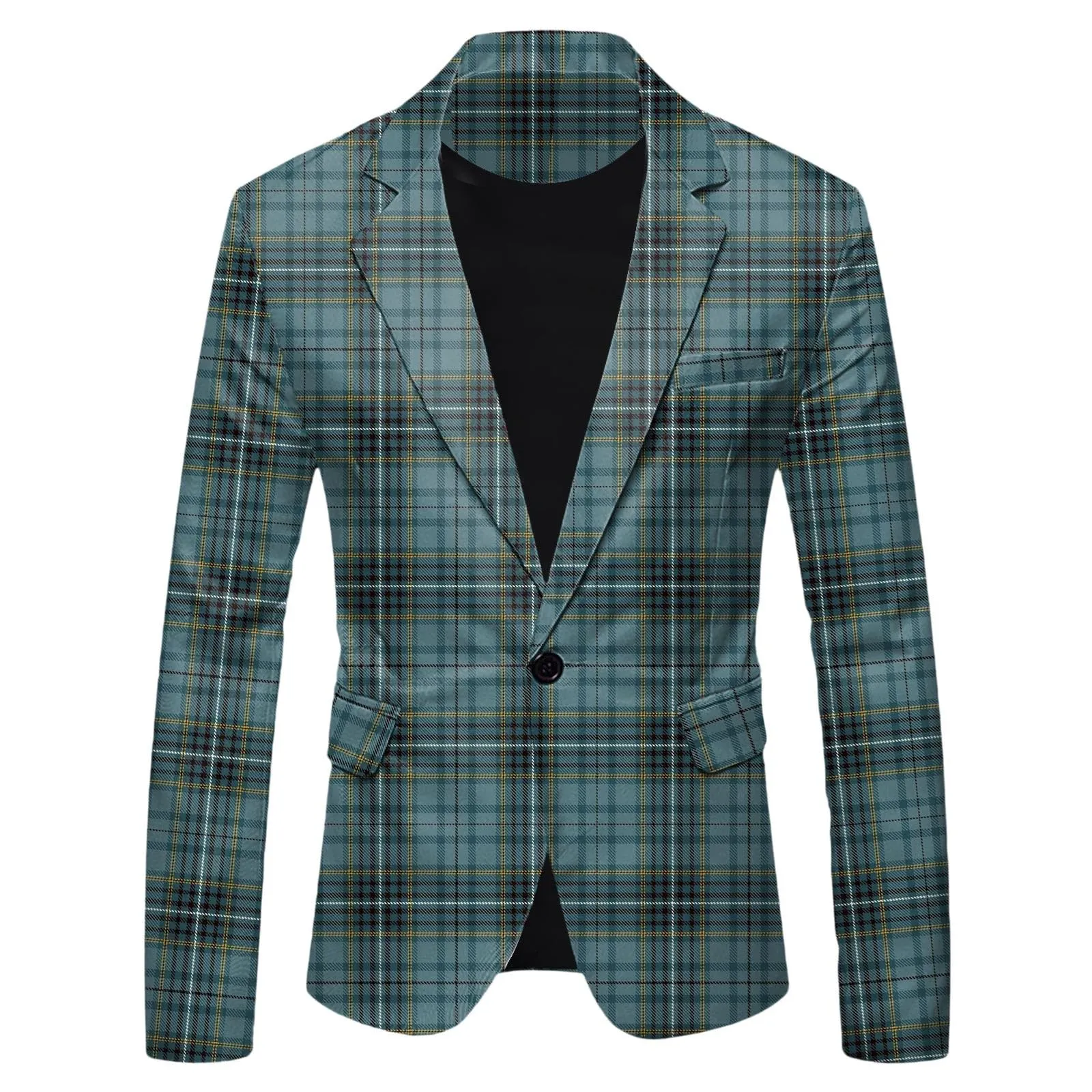 Blazer per Uomo Giacca da Abito, con Un Bottone Slim Fit Giacca da Abito Smoking Formale da Lavoro con Tasche Blazer Giacca Elegante Uomo Cappotto Casual Affari Formale Cena Capispalla - immagine 2