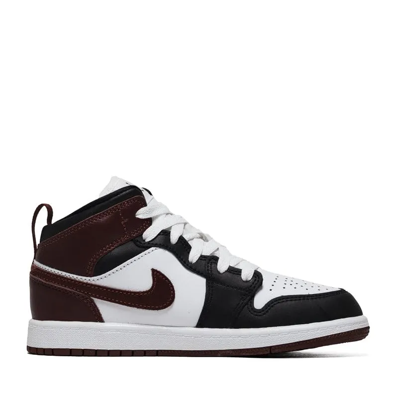 Little Kids Jordan 1 Mid Preschool, Bianco/Nero/Pony scuro, 3 Little Kid - immagine 3