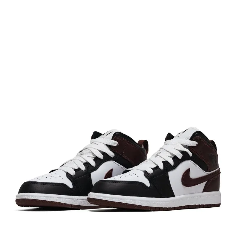 Nike Bambini Jordan 1 Mid Preschool Scarpe, Bianco/Nero/Pony scuro, 13 Little Kid - immagine 2