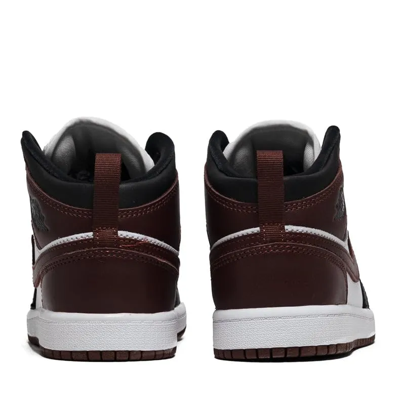 Nike Bambini Jordan 1 Mid Preschool Scarpe, Bianco/Nero/Pony scuro, 13 Little Kid - immagine 5