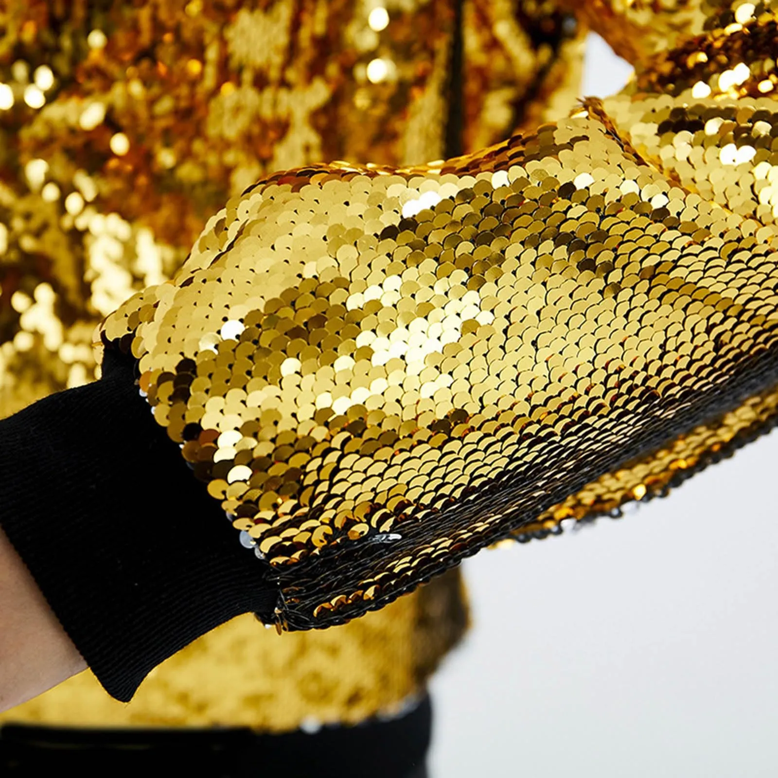 Duohropke Giacca glitterata da donna con cappuccio, con paillette, cardigan, felpa con cappuccio, con cerniera, giacca con cappuccio punk, giacca con cappuccio Rave Party Outwear leggera, lucida, per - immagine 6