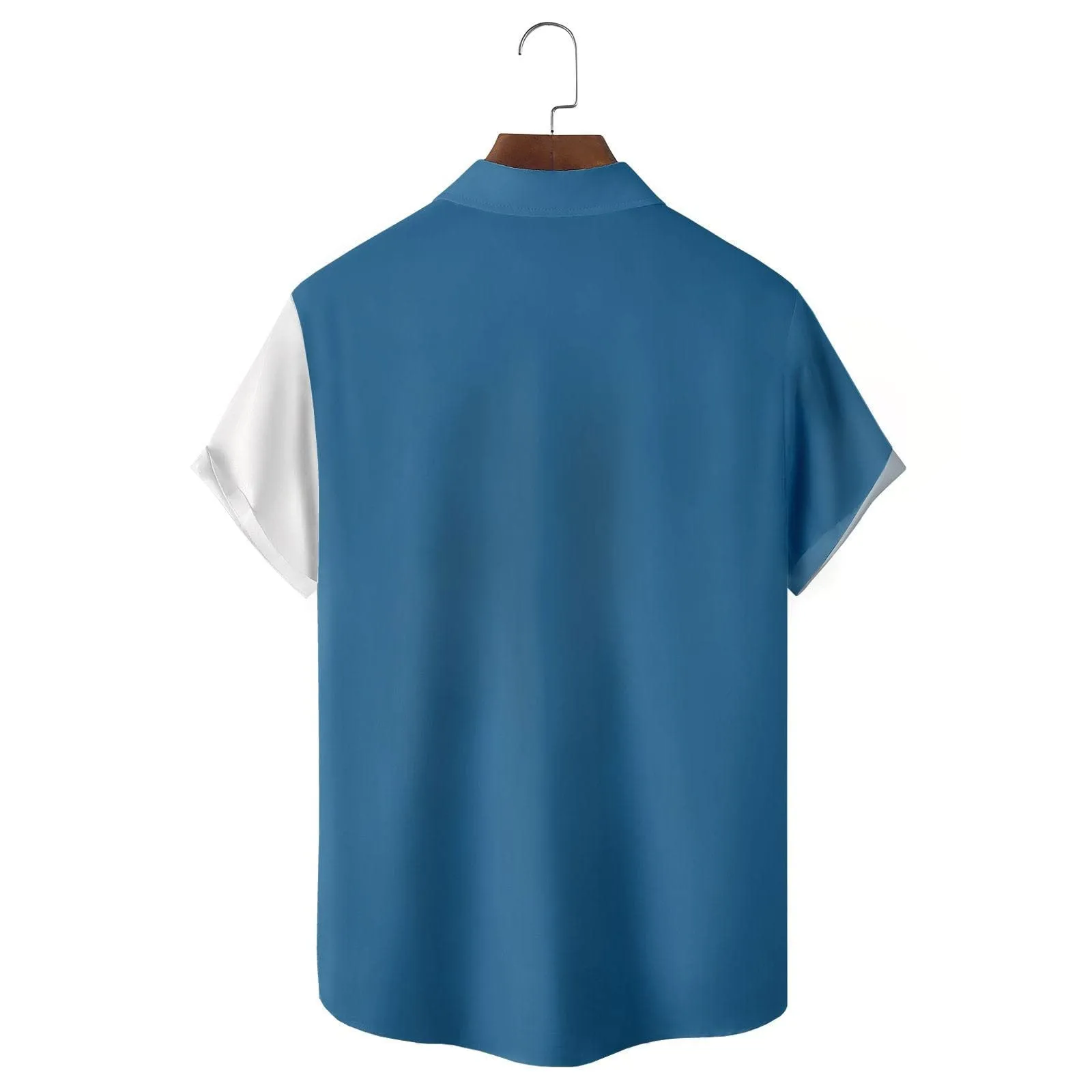 Generico Camicia Uomo Casual Stampa Patchwork Musicale, Maniche Corte Polsini Rinforzati, Pulsanti Collo Lapello, Top Stiloso Eventi(Blue, M) - immagine 2