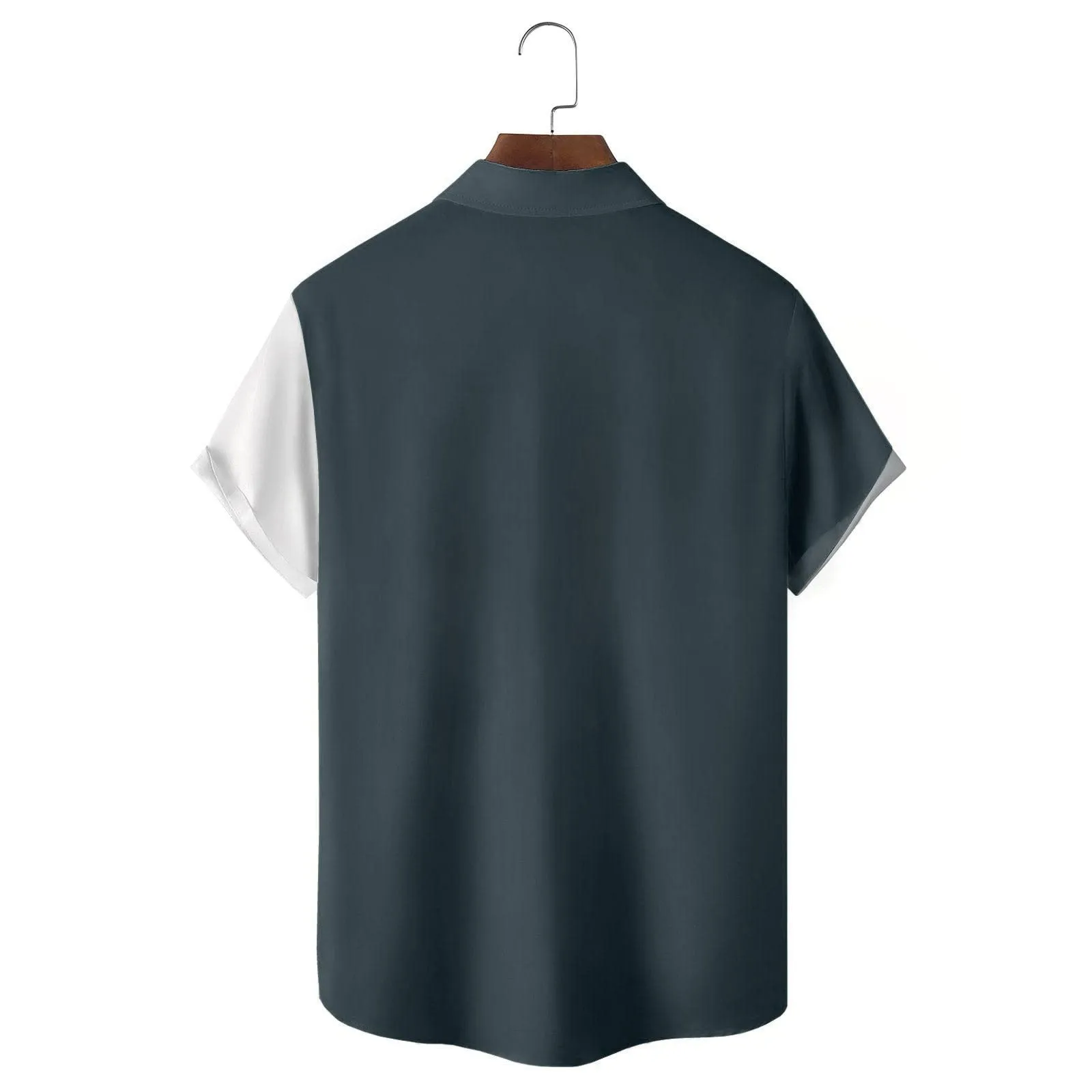 Generico Camicia Uomo Casual Stampa Patchwork Musicale, Maniche Corte Polsini Rinforzati, Pulsanti Collo Lapello, Top Stiloso Eventi(Navy, M) - immagine 2
