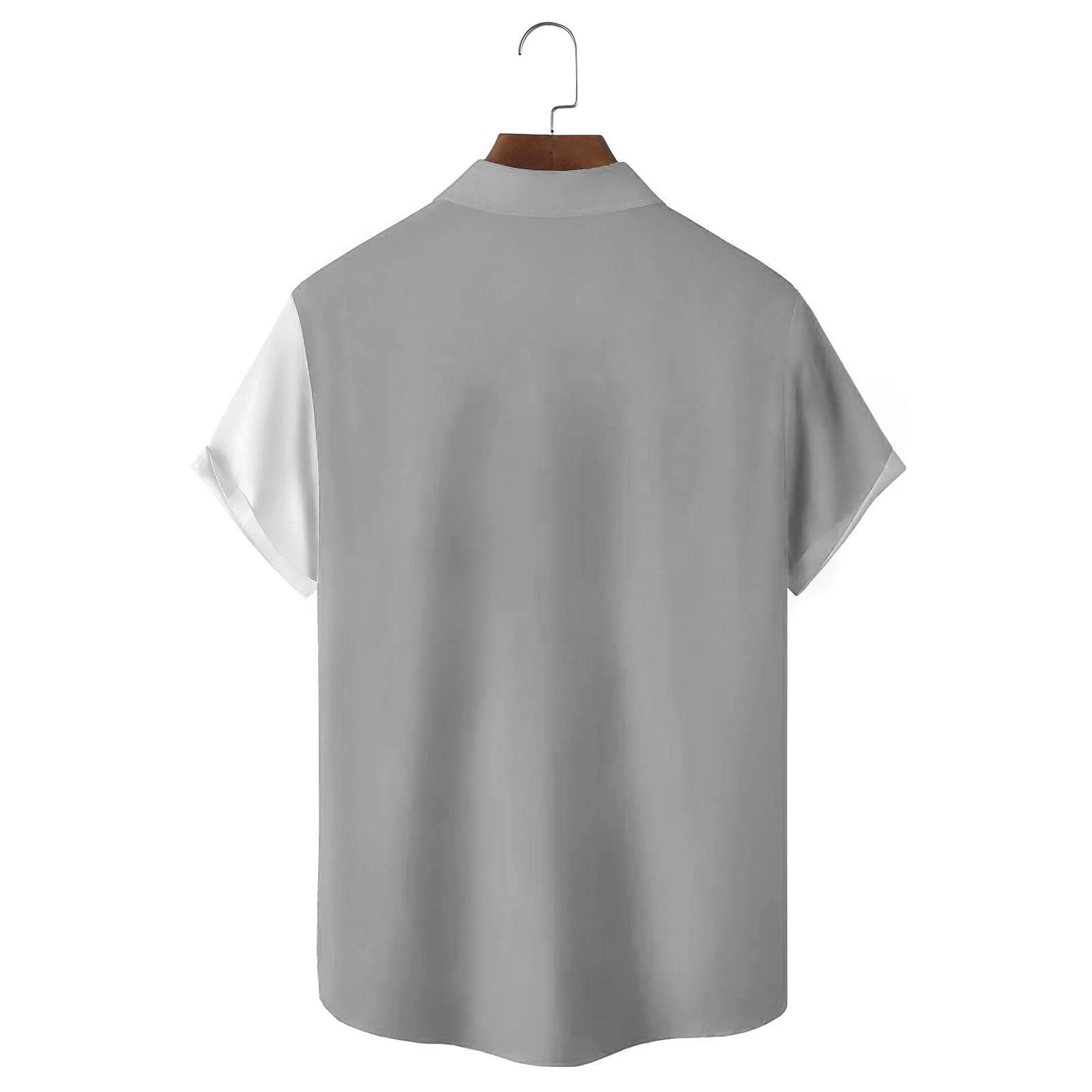 Generico Camicia Uomo Casual Stampa Patchwork Musicale, Maniche Corte Polsini Rinforzati, Pulsanti Collo Lapello, Top Stiloso Eventi(Grey, L) - immagine 2