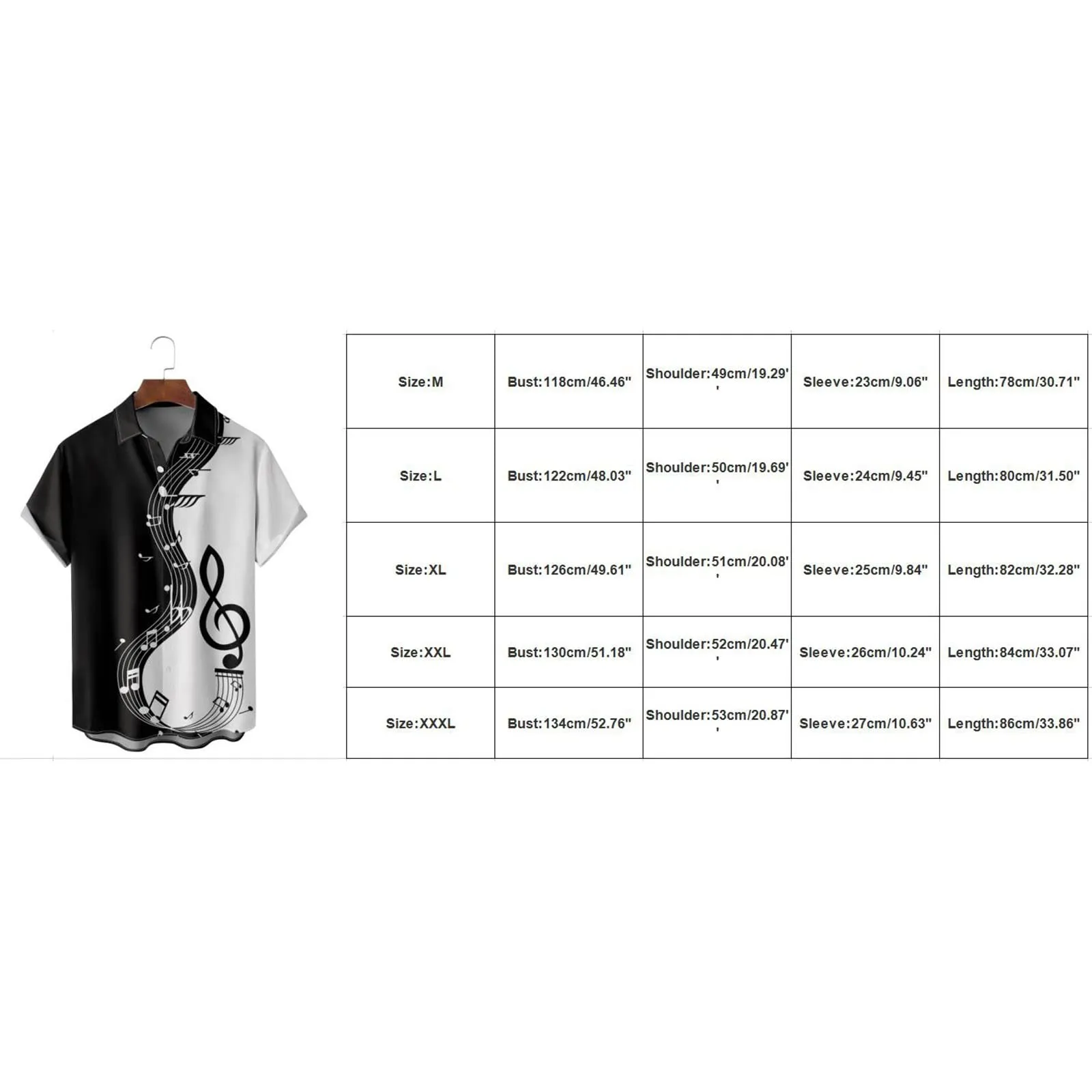 Generico Camicia Uomo Casual Stampa Patchwork Musicale, Maniche Corte Polsini Rinforzati, Pulsanti Collo Lapello, Top Stiloso Eventi(Navy, XXL) - immagine 4