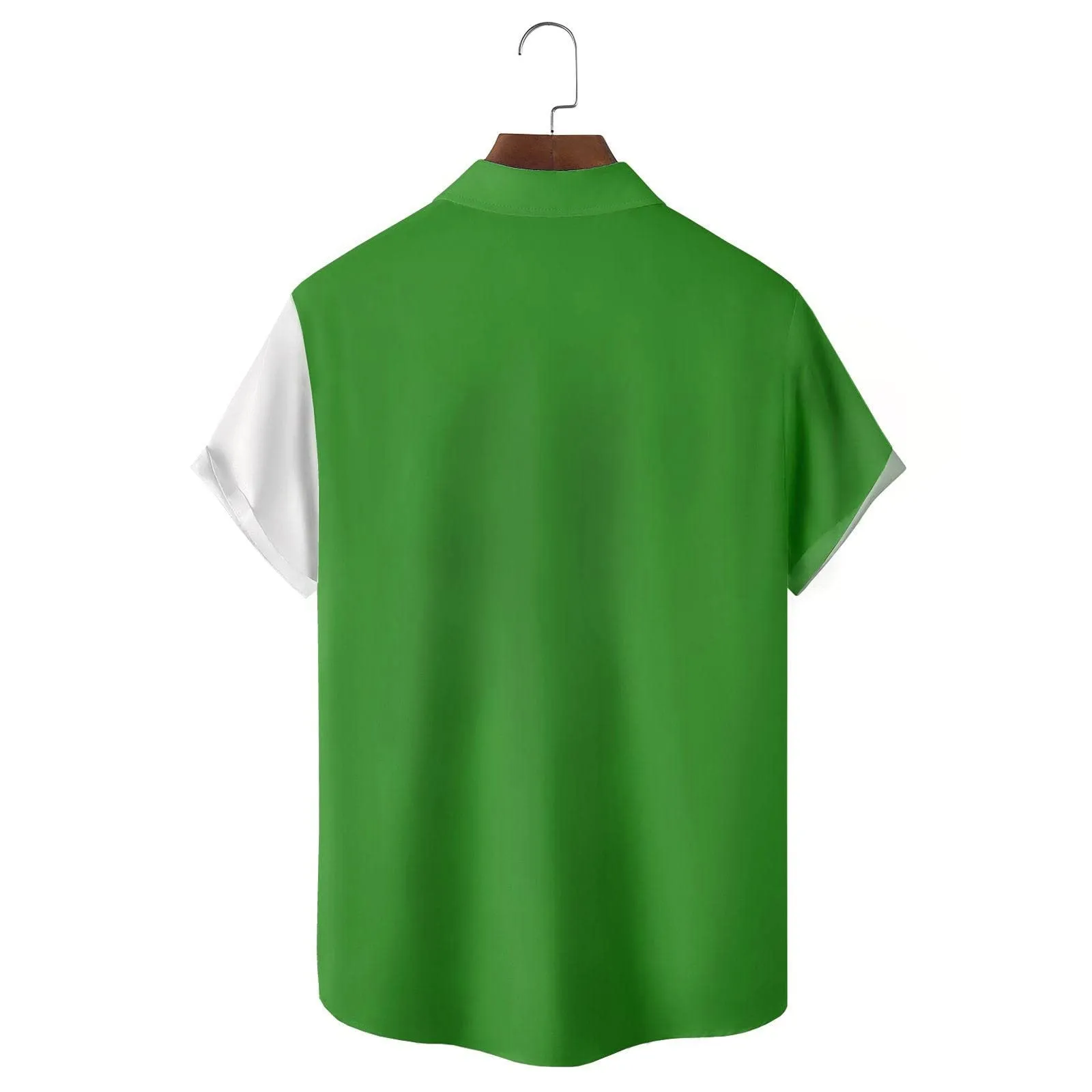 Generico Camicia Uomo Casual Stampa Patchwork Musicale, Maniche Corte Polsini Rinforzati, Pulsanti Collo Lapello, Top Stiloso Eventi(Green, XXXL) - immagine 2