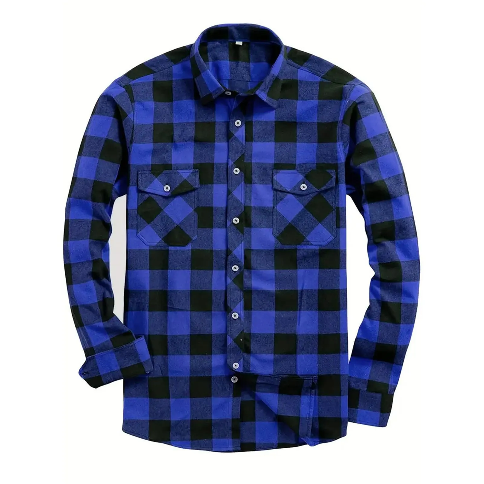 Mymyguoe - Camicia da lavoro da uomo a quadri, camicia da uomo per boscaiolo, camicia da tempo libero, longsleeve, camicia a maniche lunghe, camicia a quadri, camicia con revers, camicia button down - immagine 3