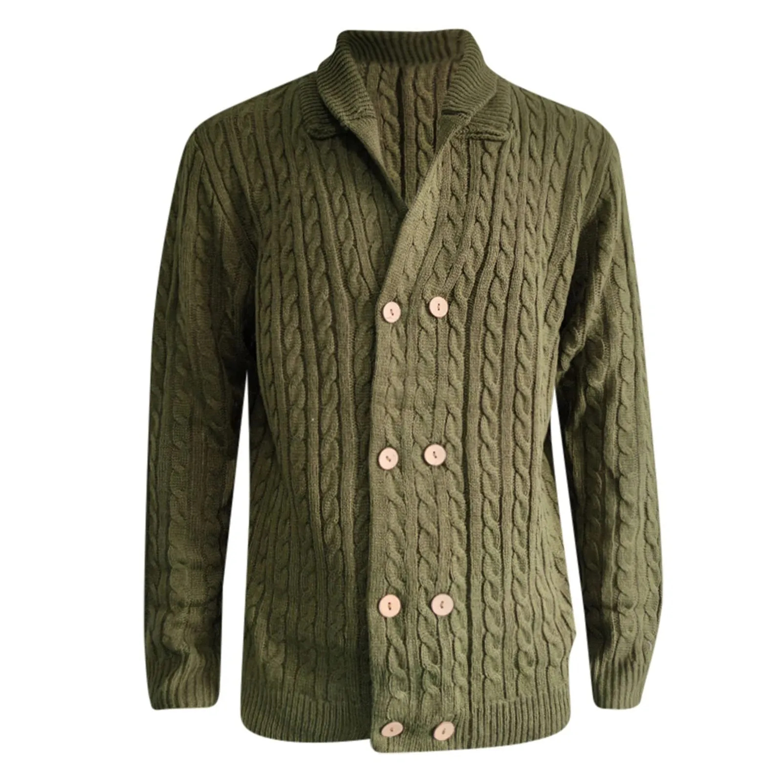 Mymyguoe - Cardigan da uomo in stile tradizionale, lavorato a maglia, giacca in lana, a due file, cardigan da inverno, giacca pesante, calda, pullover senza cappuccio, giacca da inverno - immagine 4