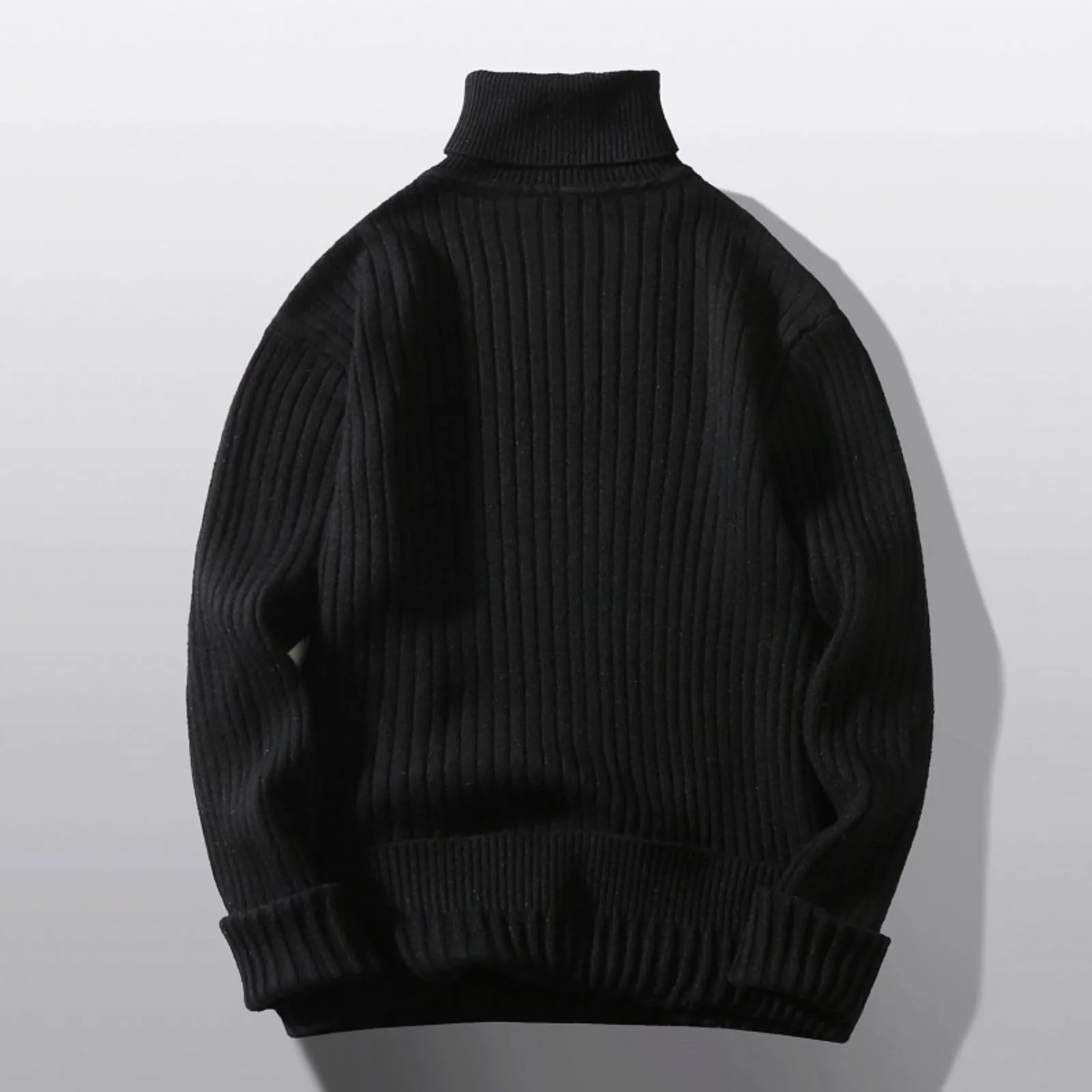 Maglione a collo alto, da uomo, a maglia, leggero, morbido, con colletto alto, comodo, caldo, in tinta unita, X01 nero., M - immagine 4