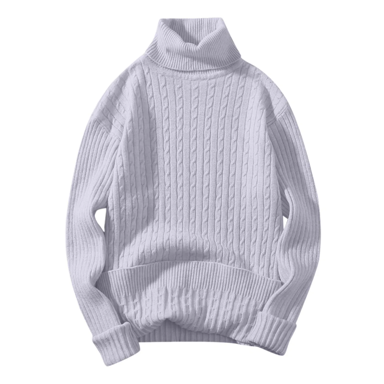 Maglione a collo alto, da uomo, a maglia, leggero, morbido, con colletto alto, comodo, caldo, in tinta unita, X01 grigio., XL - immagine 2