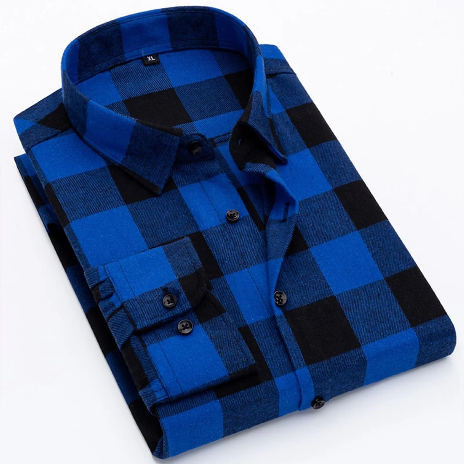 Mymyguoe - Camicia da uomo a quadri, camicia da lavoro, camicia da uomo, camicia da boscaiolo, camicia da tempo libero, longsleeve, camicia a maniche lunghe, camicia a quadri, camicia con revers - immagine 7
