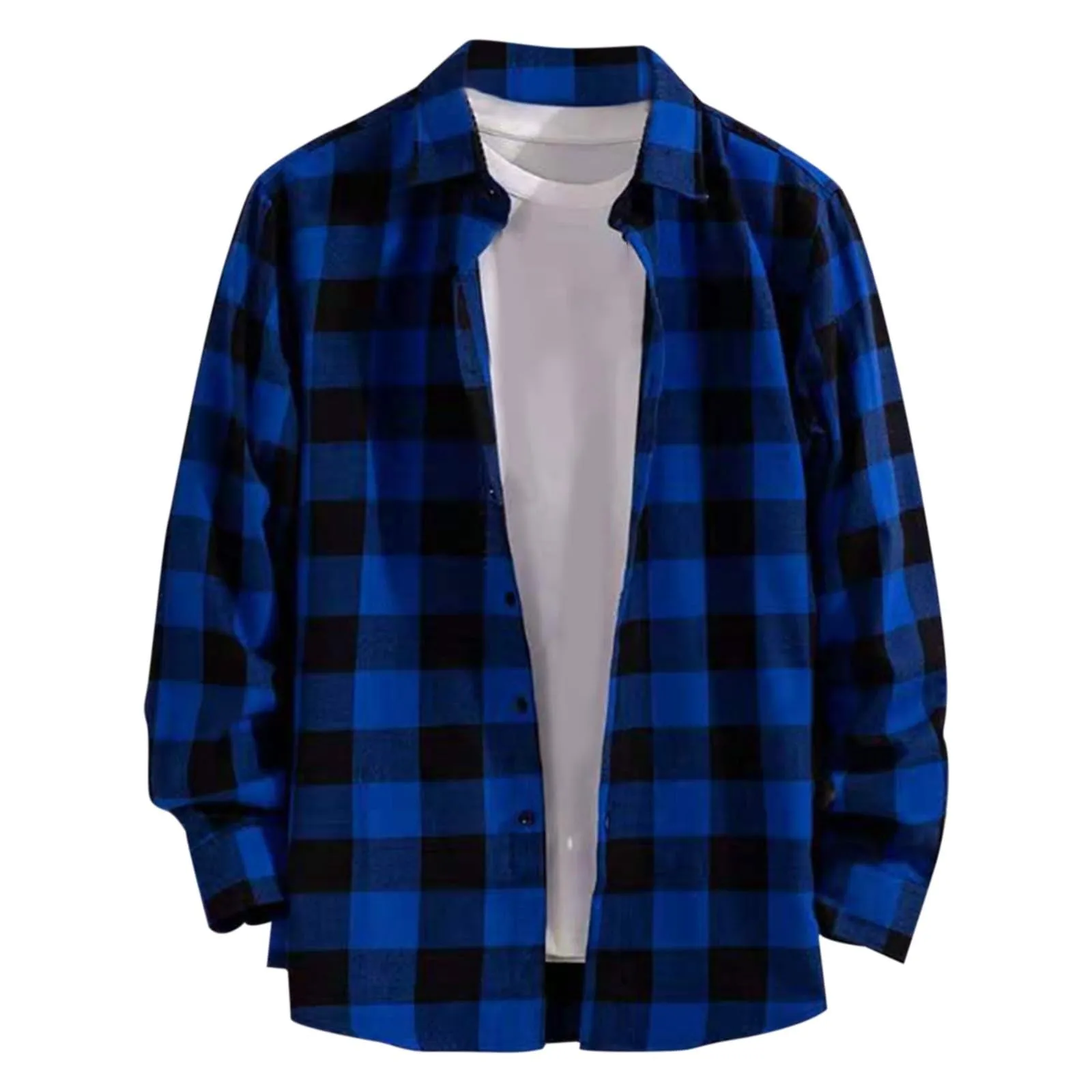 Mymyguoe - Camicia da lavoro da uomo a quadri, camicia da uomo da boscaiolo, camicia da tempo libero, longsleeve, camicia a maniche lunghe, camicia a quadri, camicia con revers, camicia button down - immagine 1