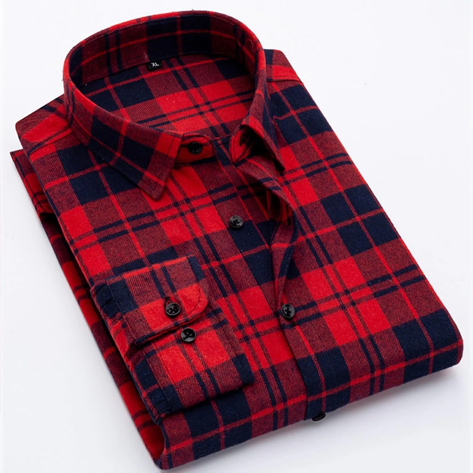 Mymyguoe - Camicia da uomo a quadri, camicia da uomo da lavoro, camicia da uomo da boscaiolo, camicia da uomo per il tempo libero, camicia a maniche lunghe, camicia a quadri, camicia con revers - immagine 6
