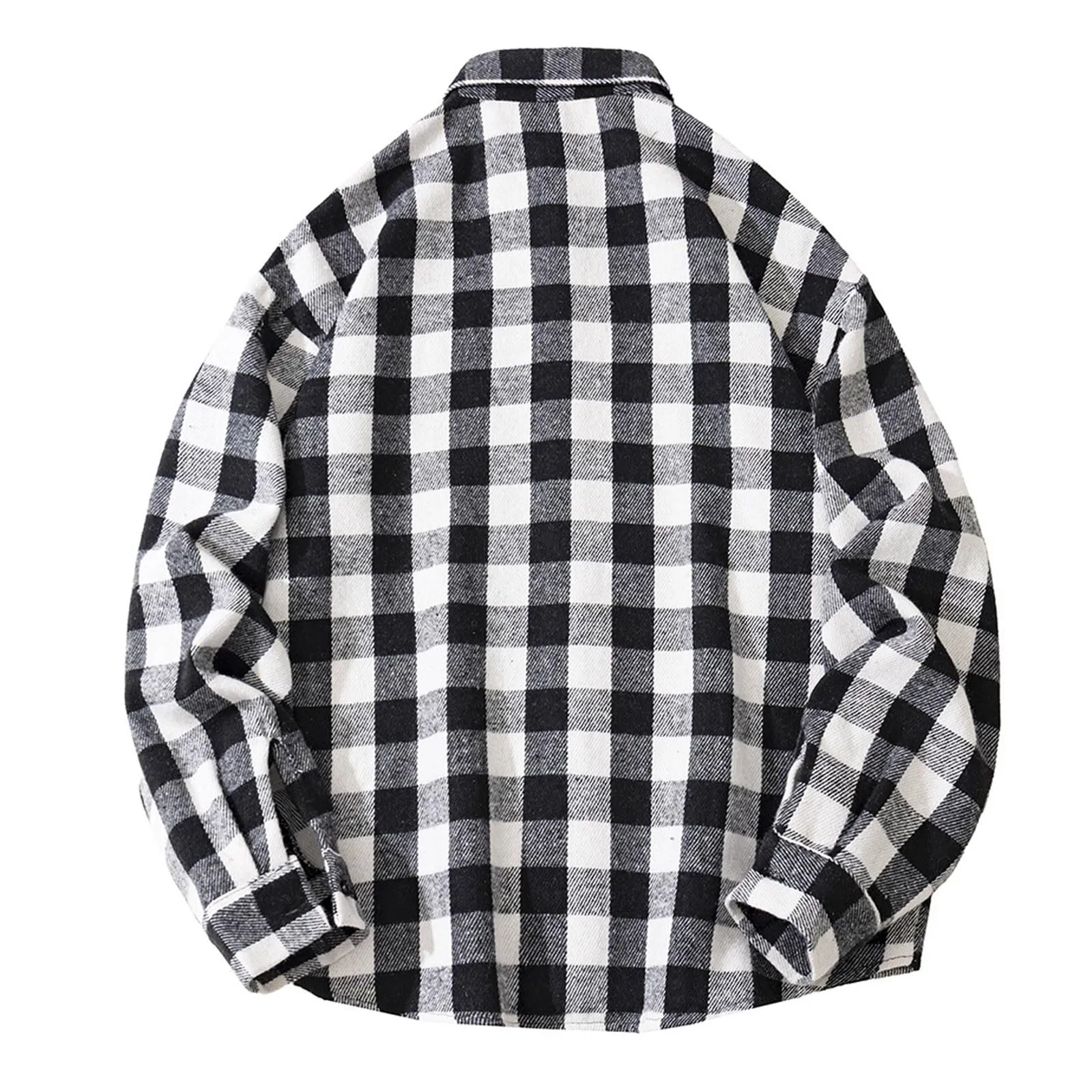 Mymyguoe Camicia da lavoro da uomo a quadri, per il tempo libero, a maniche lunghe, a quadri, camicia a maniche lunghe, camicia a quadri, Q4 nero, XL - immagine 2