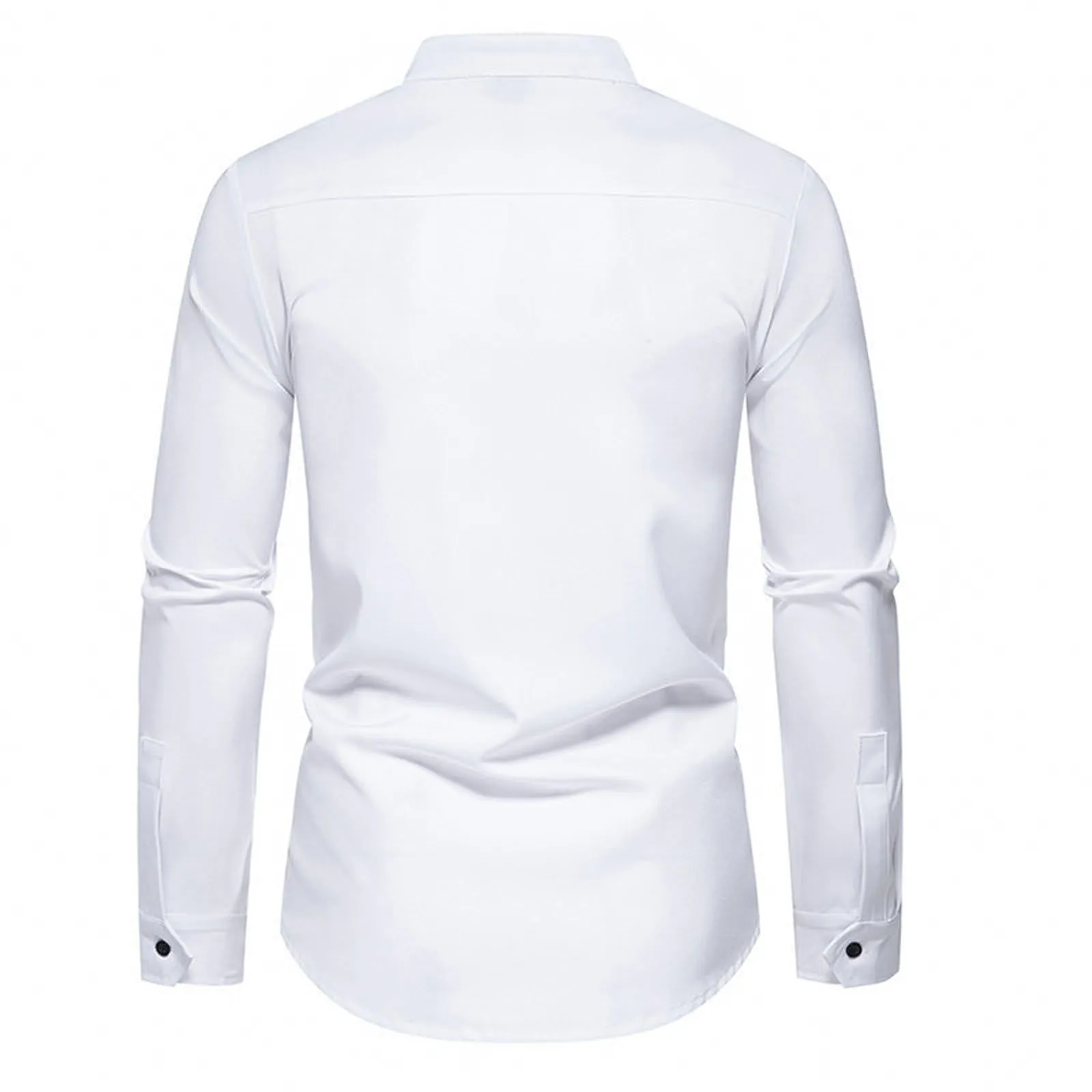 Mymyguoe Camicia ricamata da uomo per matrimonio Play Shirt Slim Fit Gothic Abbigliamento Matrimonio Play Shirt Camicia da uomo Camicia asimmetrica a maniche lunghe chic colletto alto business camicia - immagine 5
