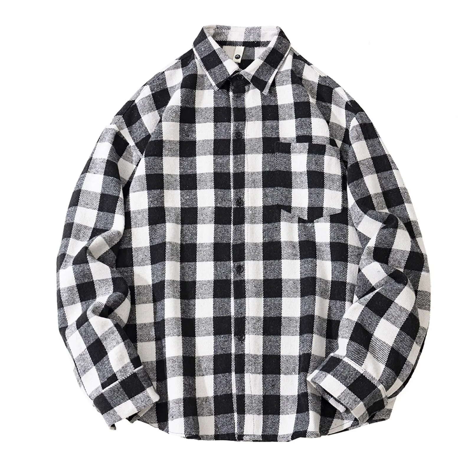 Mymyguoe Camicia da lavoro da uomo a quadri, per il tempo libero, a maniche lunghe, a quadri, camicia a maniche lunghe, camicia a quadri, Q4 nero, 4XL - immagine 1