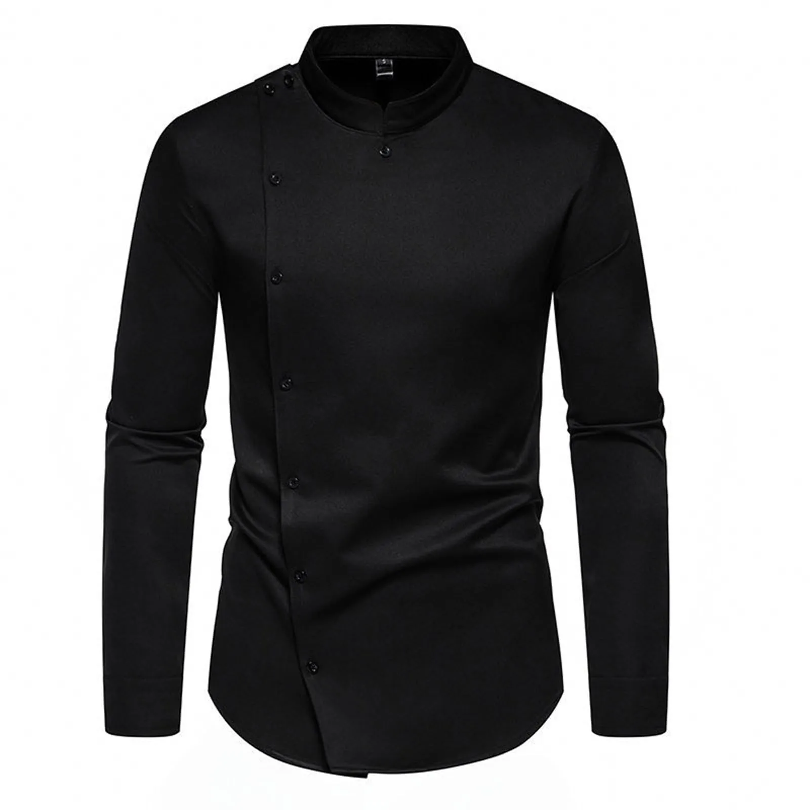 Mymyguoe Camicia ricamata da uomo per matrimonio Play Shirt Slim Fit Gothic Abbigliamento Matrimonio Play Shirt Camicia da uomo Camicia asimmetrica a maniche lunghe chic colletto alto business camicia - immagine 4
