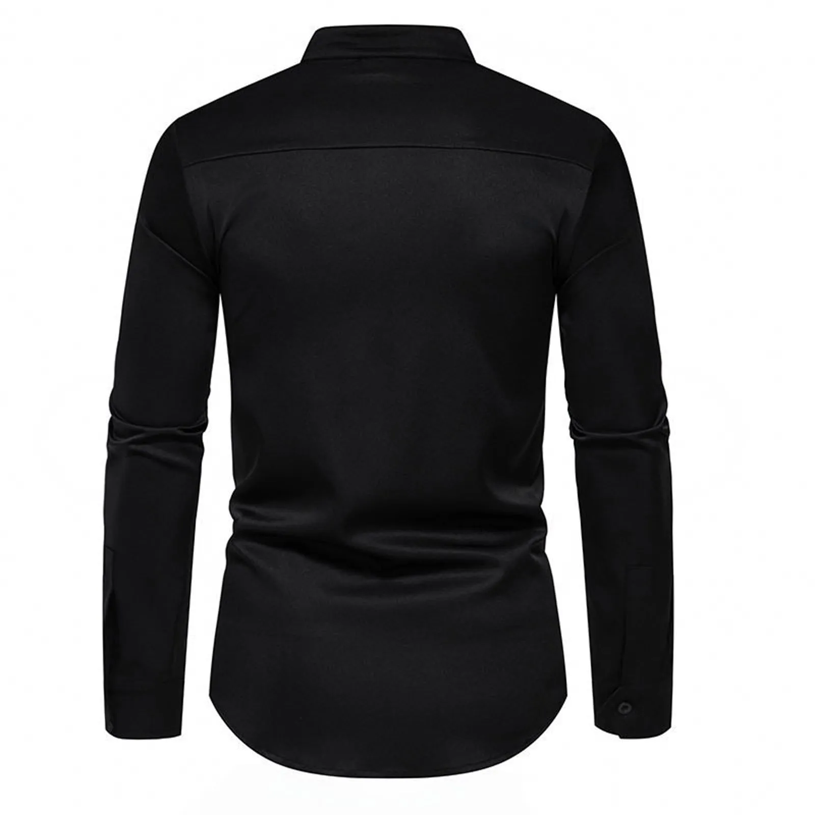 Mymyguoe Camicia ricamata da uomo per matrimonio Play Shirt Slim Fit Gothic Abbigliamento Matrimonio Play Shirt Camicia da uomo Camicia asimmetrica a maniche lunghe chic colletto alto business camicia - immagine 5