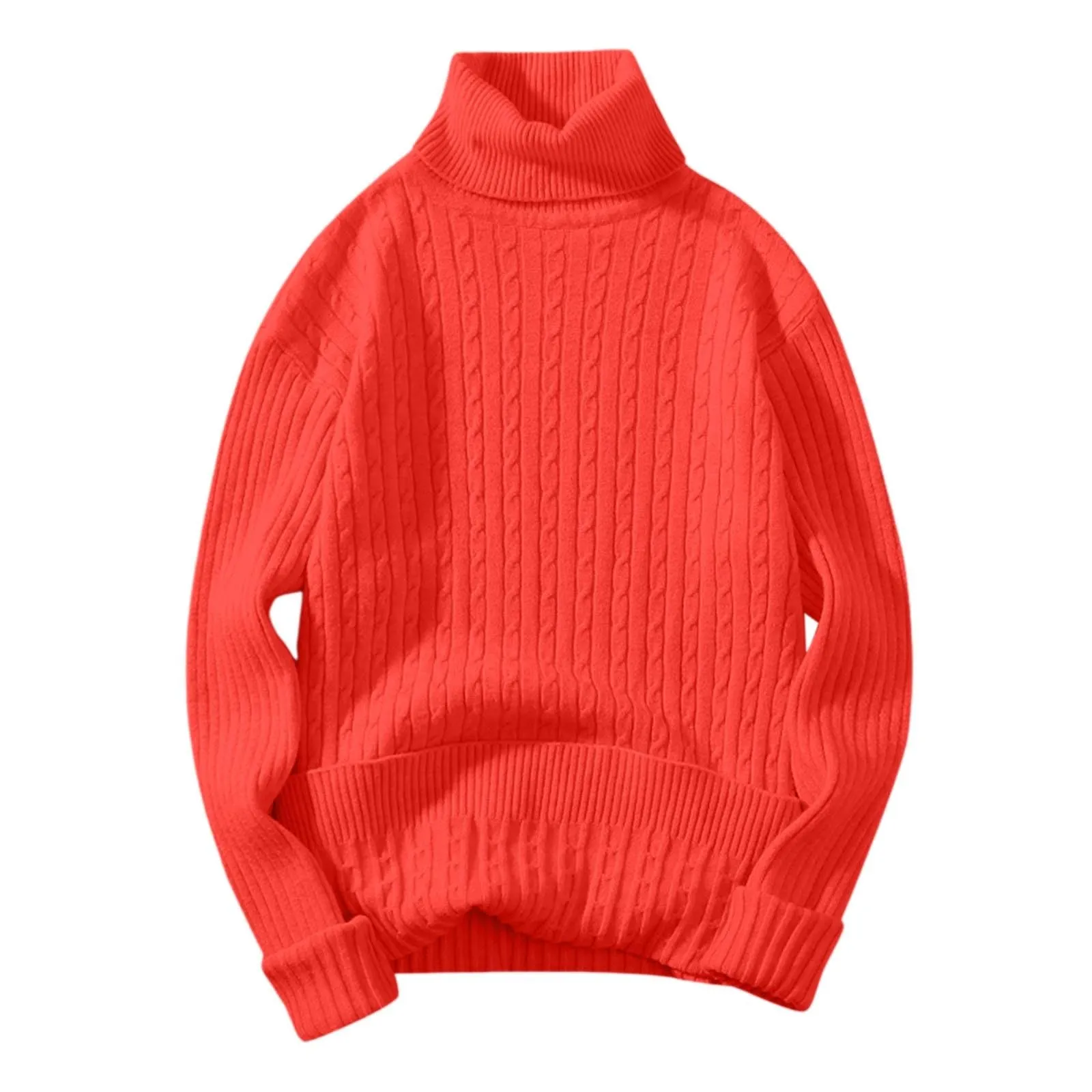 Maglione a collo alto, da uomo, a maglia, leggero, morbido, con colletto alto, comodo, caldo, in tinta unita, X02 rosso, XXL - immagine 2