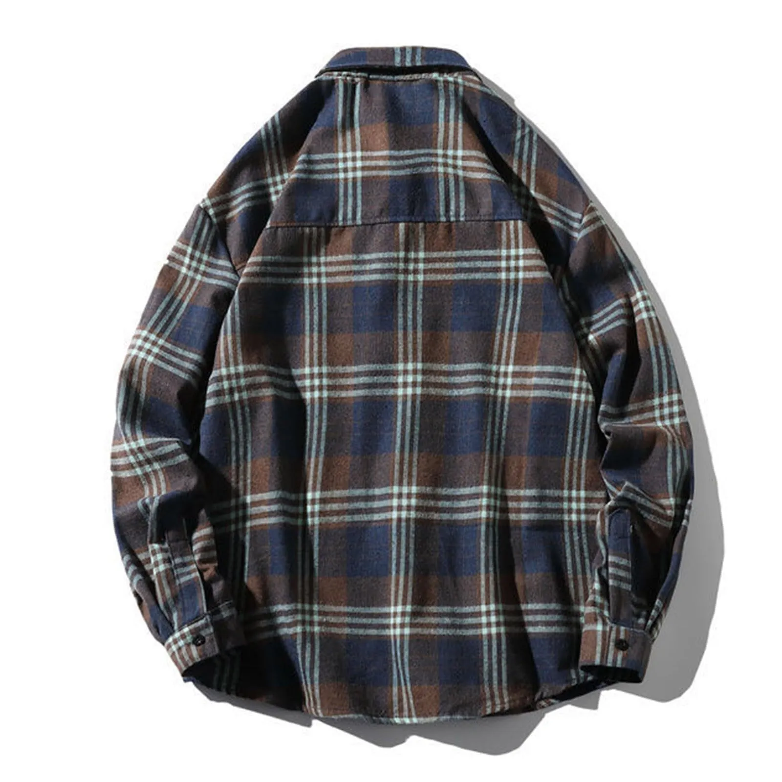Mymyguoe Camicia da lavoro da uomo a quadri, per il tempo libero, a maniche lunghe, a quadri, camicia a maniche lunghe, camicia a quadri, Q5 blu navy, L - immagine 4