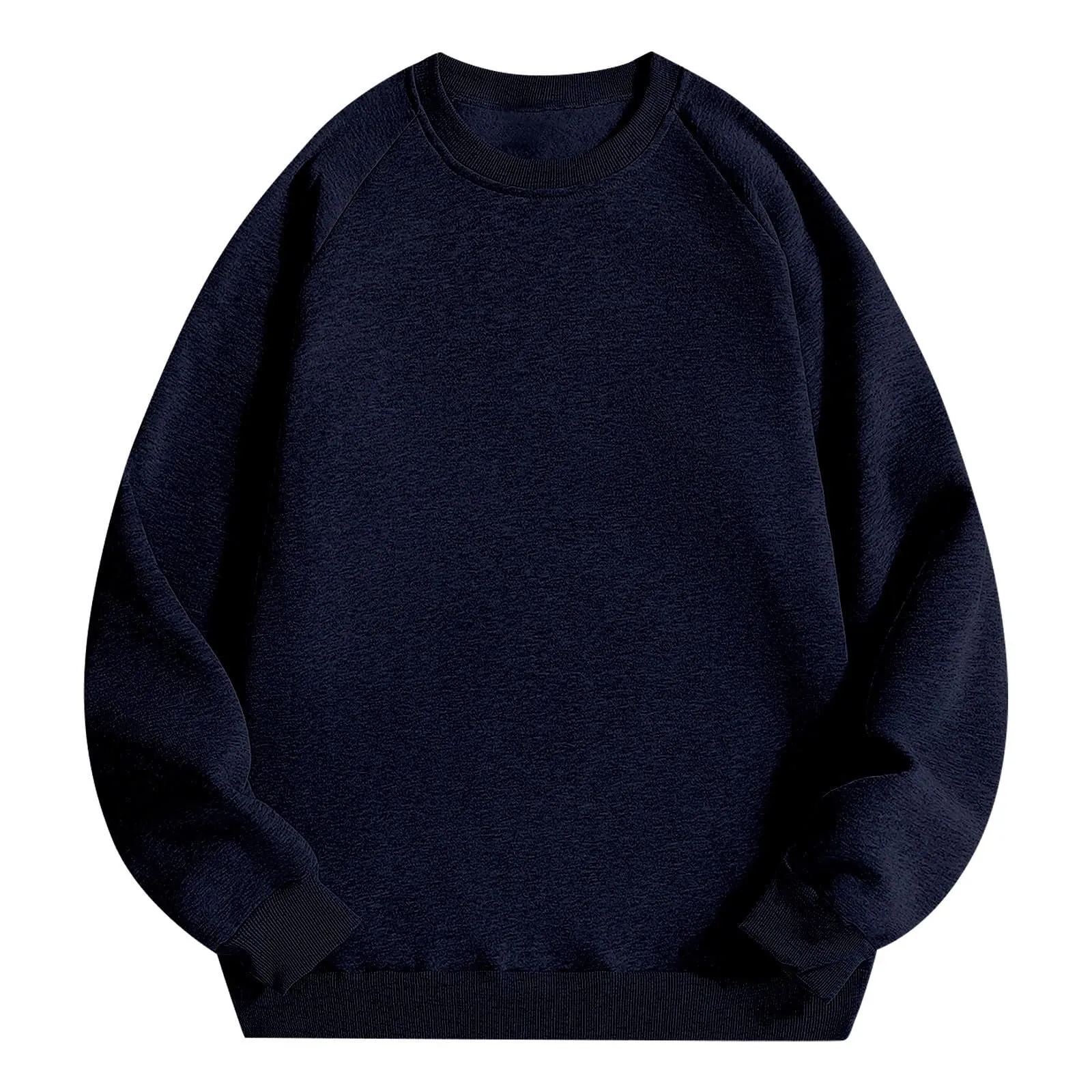 Duohropke Felpa da uomo oversize, con scollo rotondo, finto in due pezzi, a maniche lunghe, senza cappuccio, vintage, per primavera, inverno, maglione da lavoro, taglie forti, 01 blu navy, 4XL - immagine 4