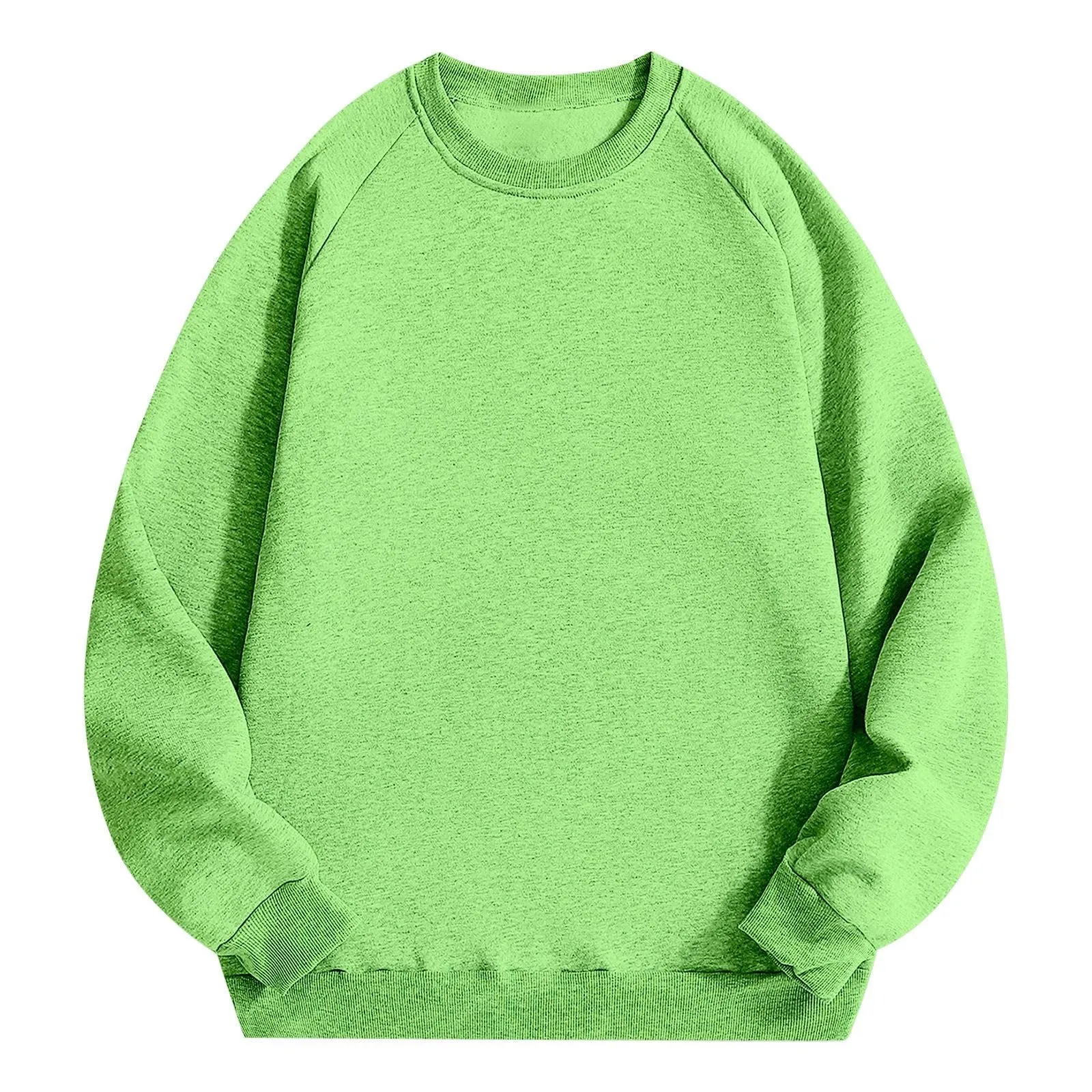 Duohropke Felpa da uomo oversize, con scollo rotondo, finto in due pezzi, a maniche lunghe, senza cappuccio, vintage, per primavera, inverno, maglione da lavoro, taglie forti, 01 verde., L - immagine 4
