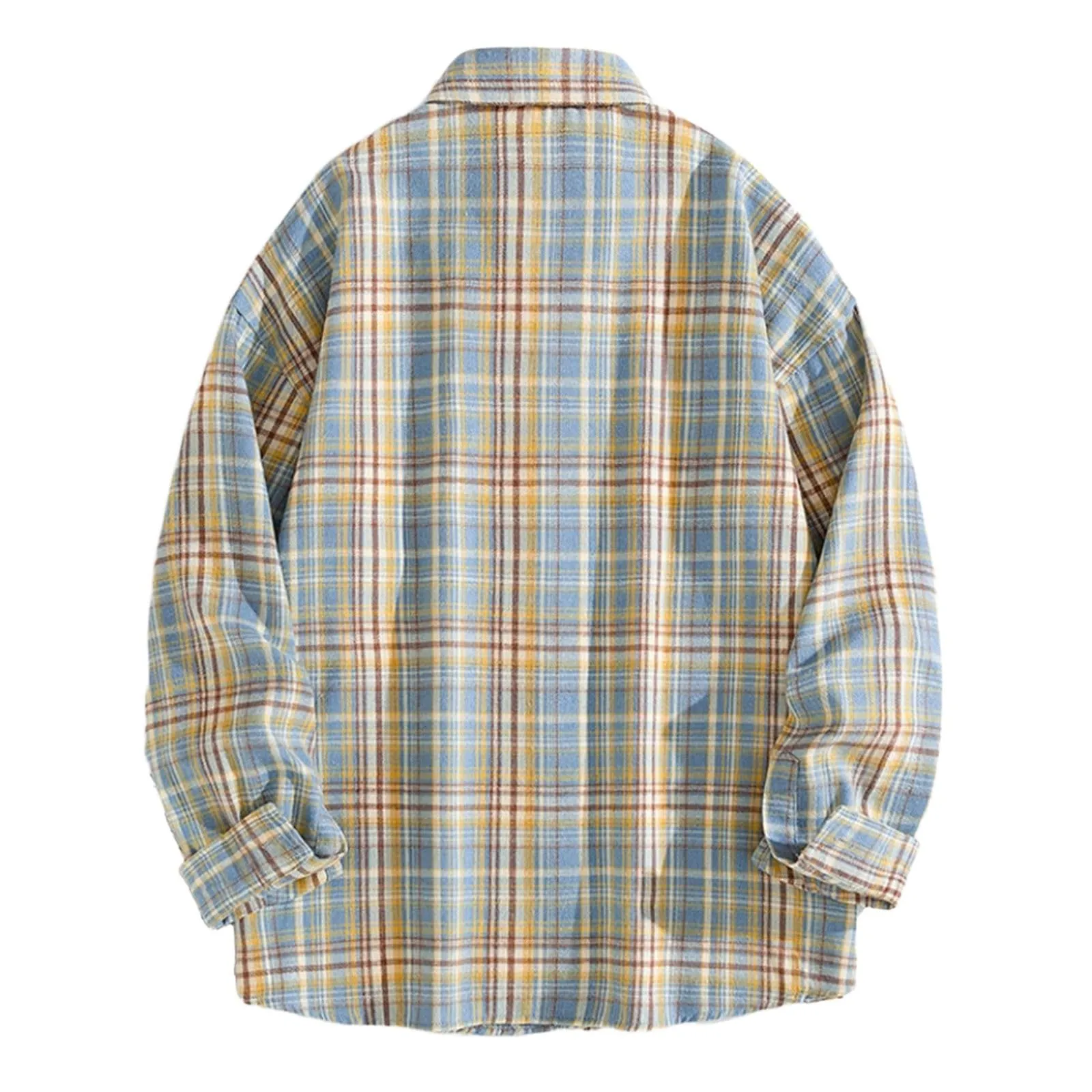 Mymyguoe Camicia da lavoro da uomo a quadri, per il tempo libero, a maniche lunghe, a quadri, camicia a maniche lunghe, camicia a quadri, Q6 Bu1, 4XL - immagine 2