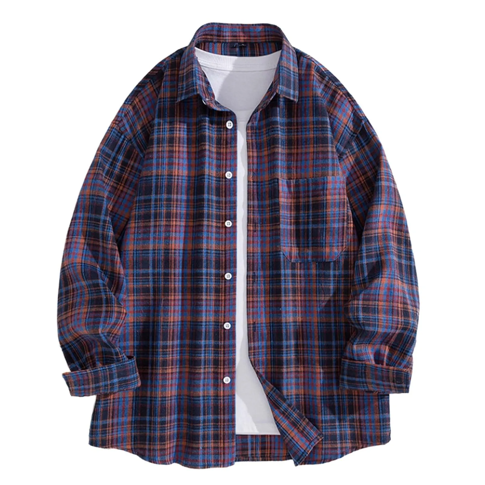 Mymyguoe Camicia da lavoro da uomo a quadri, per il tempo libero, a maniche lunghe, a quadri, camicia a maniche lunghe, camicia a quadri, Q6 rosso, L - immagine 3