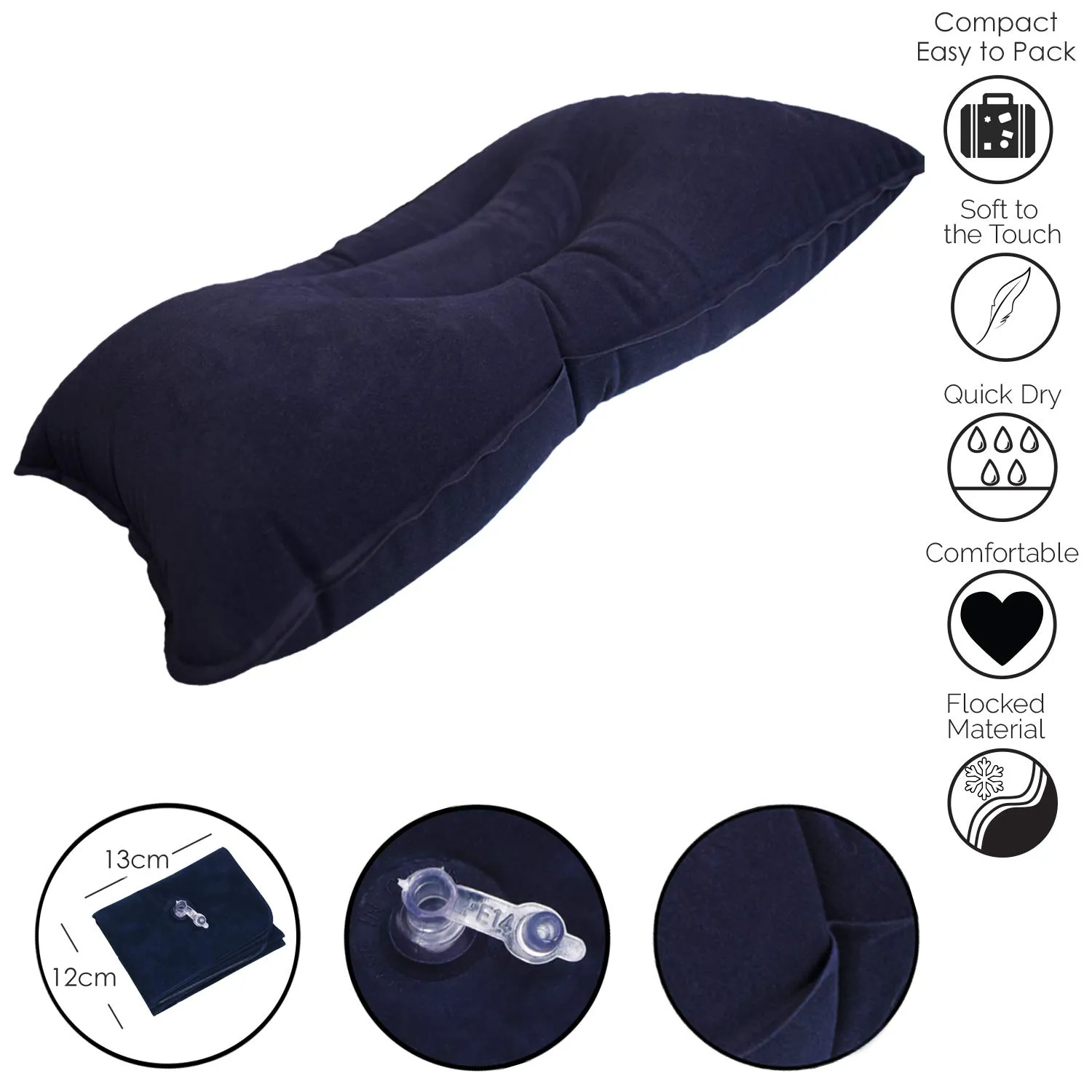 TRIXES Cuscini da campeggio gonfiabili – Confezione da 2, blu navy - immagine 4
