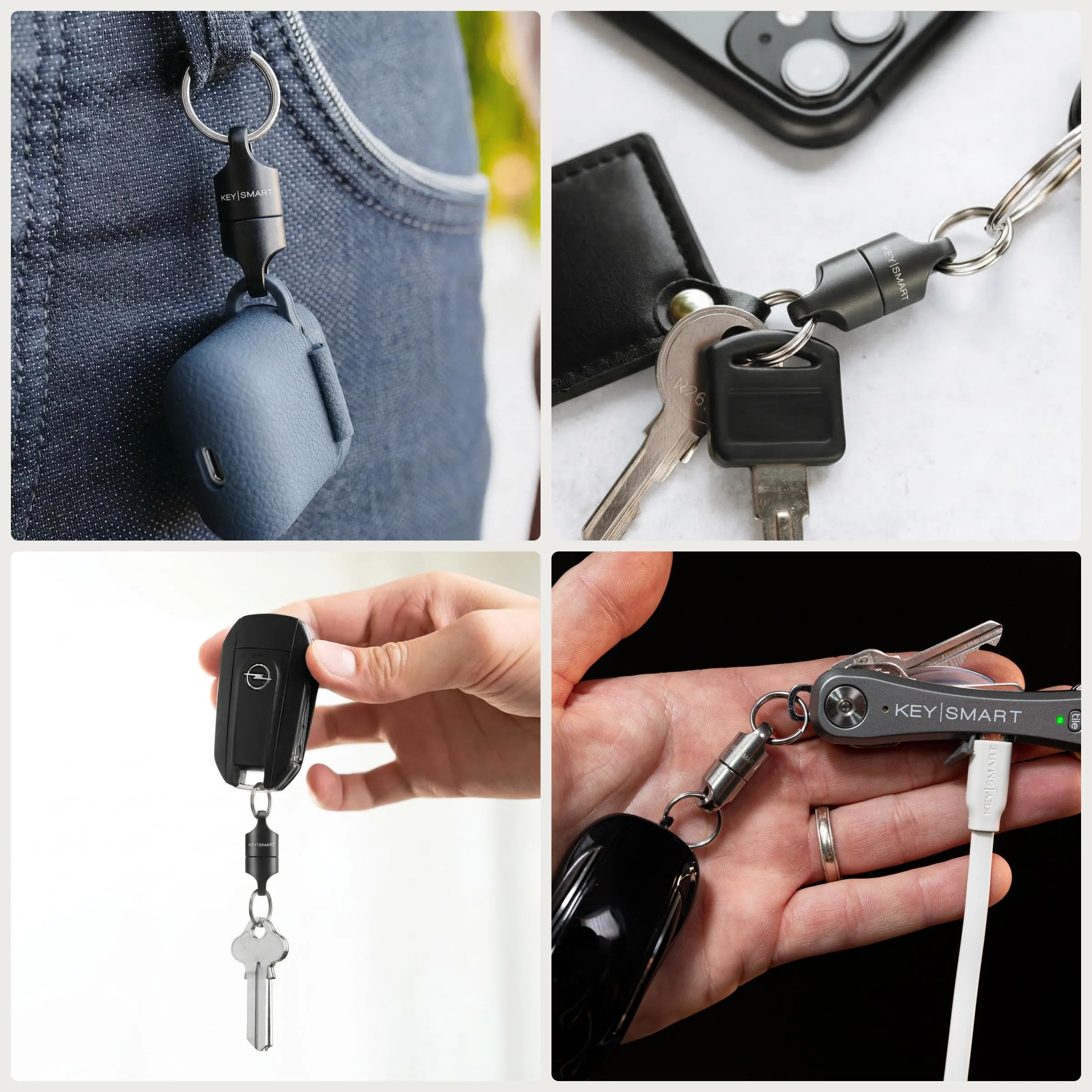 KeySmart MagConnect Portachiavi magnetico per borsa, portachiavi per chiavi dell’auto – anello portachiavi staccabile con sgancio rapido (Confezione Da 1, Nero) - immagine 5