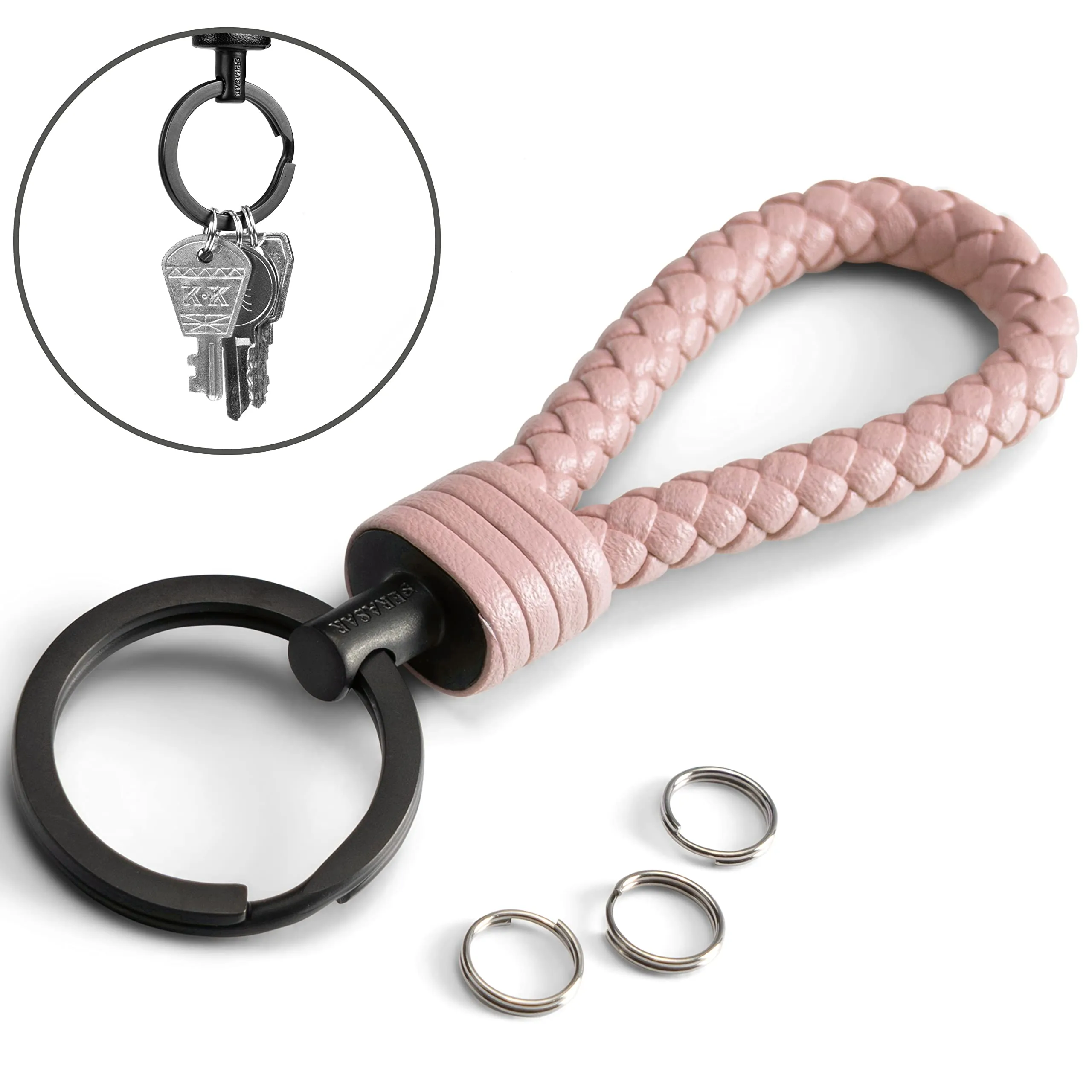 SERASAR Portachiavi Donna Pelle Rosa Auto Moto Casa Bicicletta Regalo - immagine 3