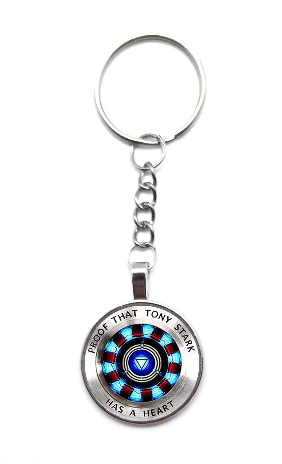 DGP Arc Cuore Iron Man Tony Stark Portachiavi Ciondolo Cristallo Reattore Argento - immagine 1