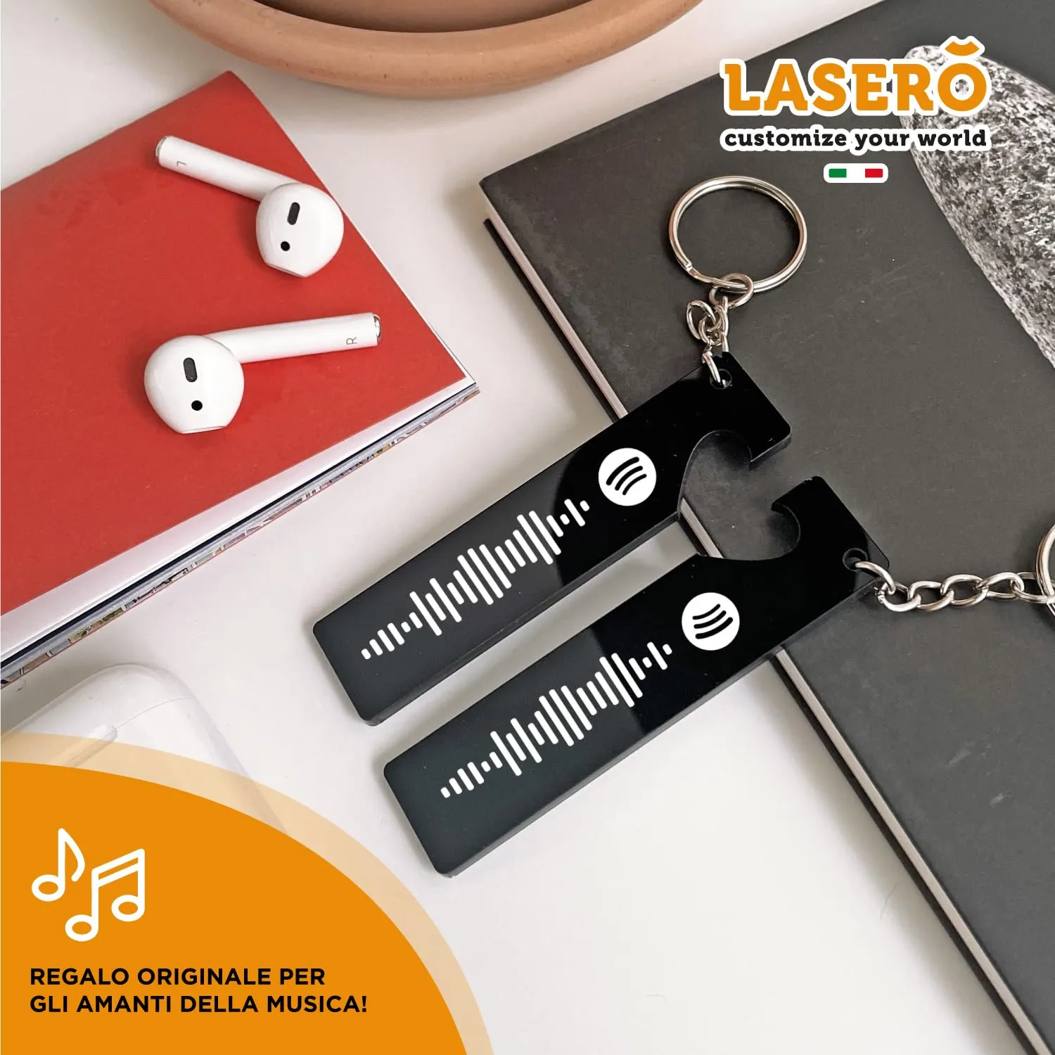 LASERO' Portachiavi Spotify di Coppia | Regali per Lui e per Lei - immagine 5