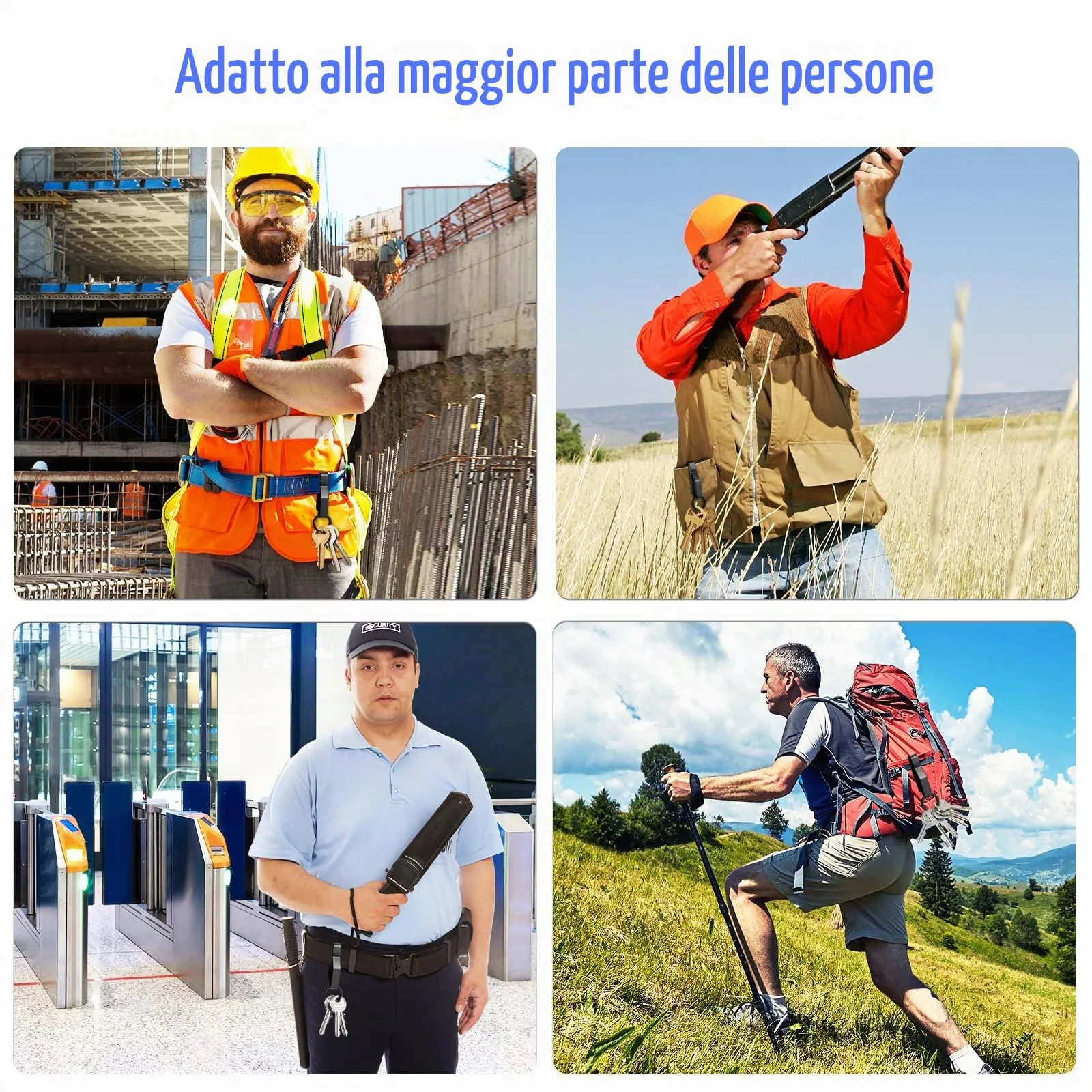 Huiguli Moschettone Portachiavi Uomo Tattico da Cintura, 2 Pezzi, Nero - immagine 7